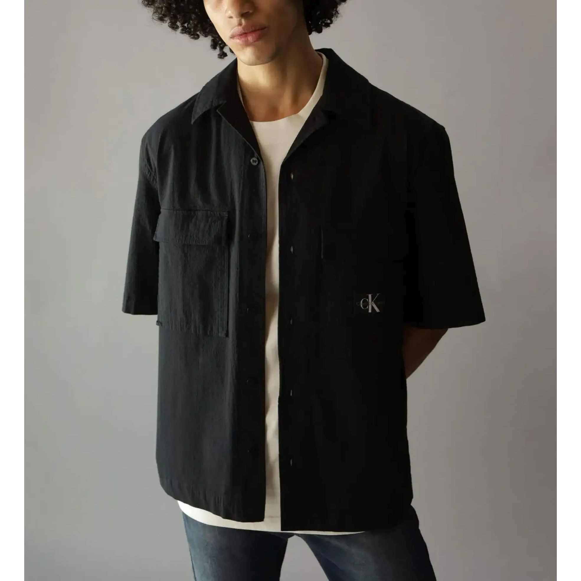 CALVIN KLEIN JEANS Marškiniai ilgomis rankovėmis vyrams, Juoda, L/s shirt 2