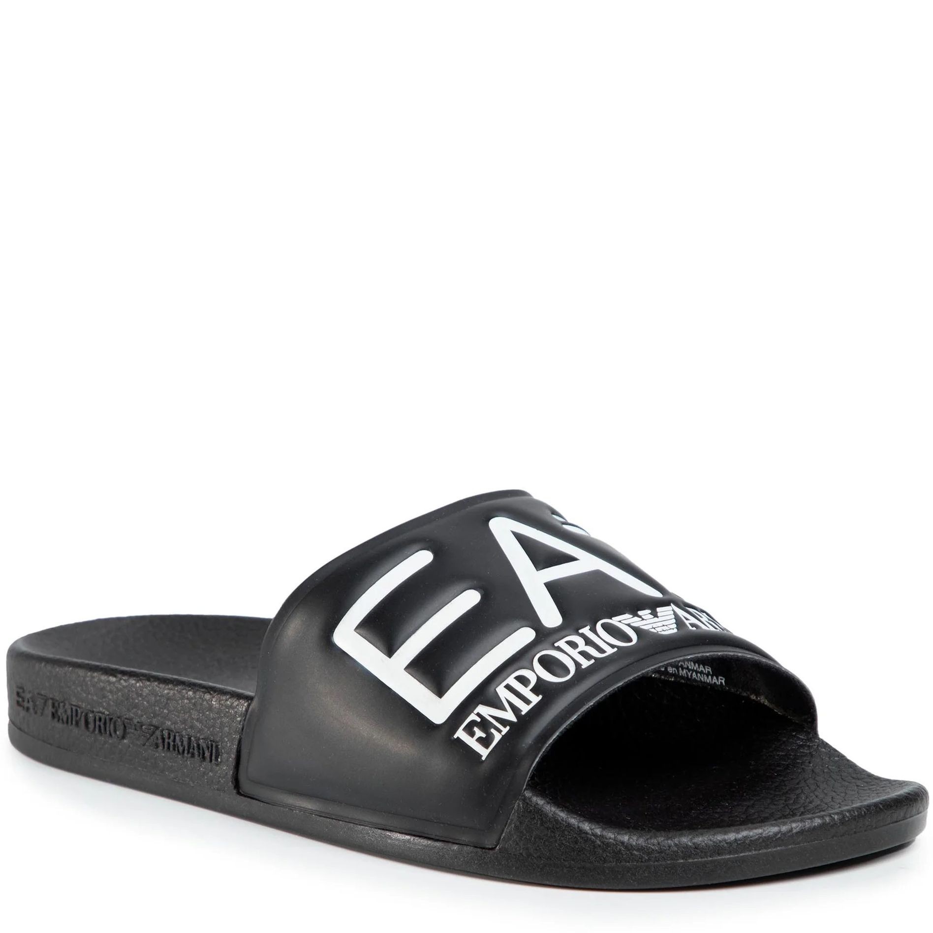 EA7 Šlepetės vyrams, Juoda, Black logo slides 1