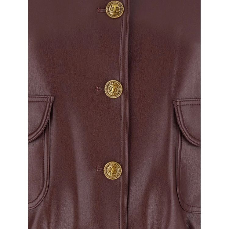 TWINSET Odinė striukė moterims, Vyšninė, Leather jacket  3