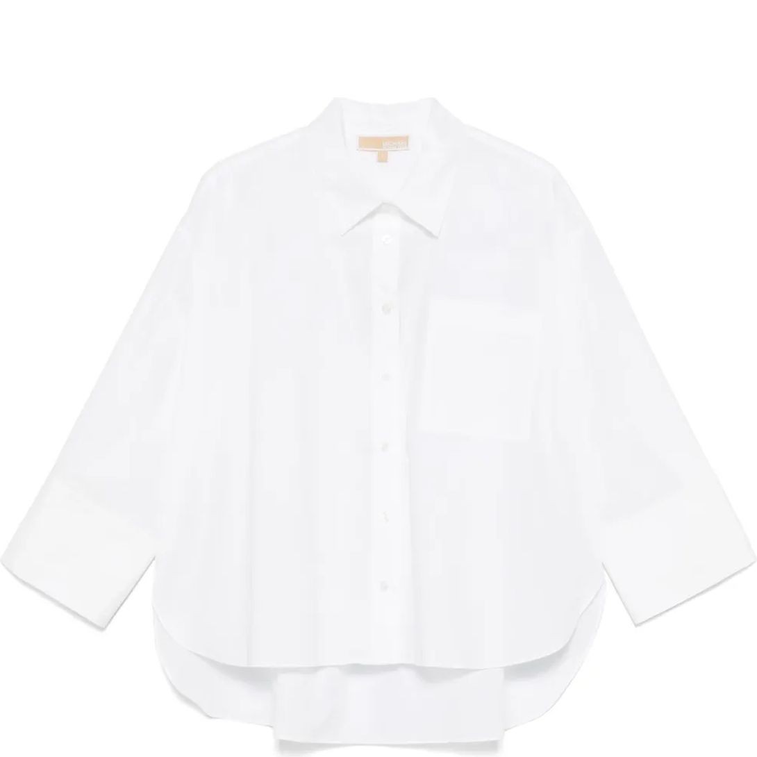 MICHAEL KORS Marškiniai ilgomis rankovėmis moterims, Balta, Solid poplin shirt 1
