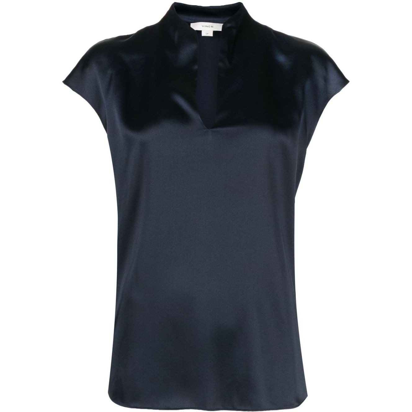 VINCE Palaidinės moterims, Mėlyna, Cap sleeve slit neck blouse