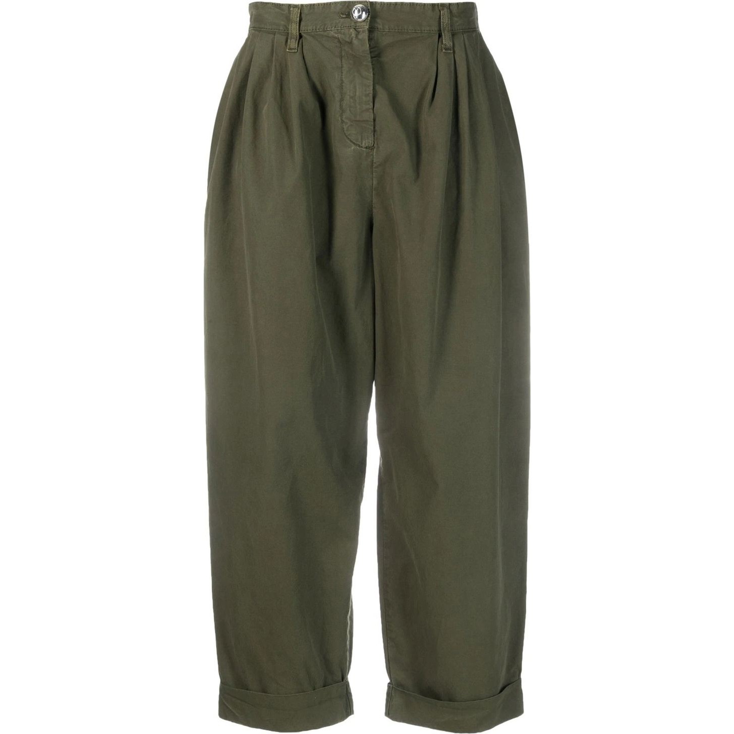 PINKO Laisvalaikio kelnės moterims, Žalia, Cotton wide trousers