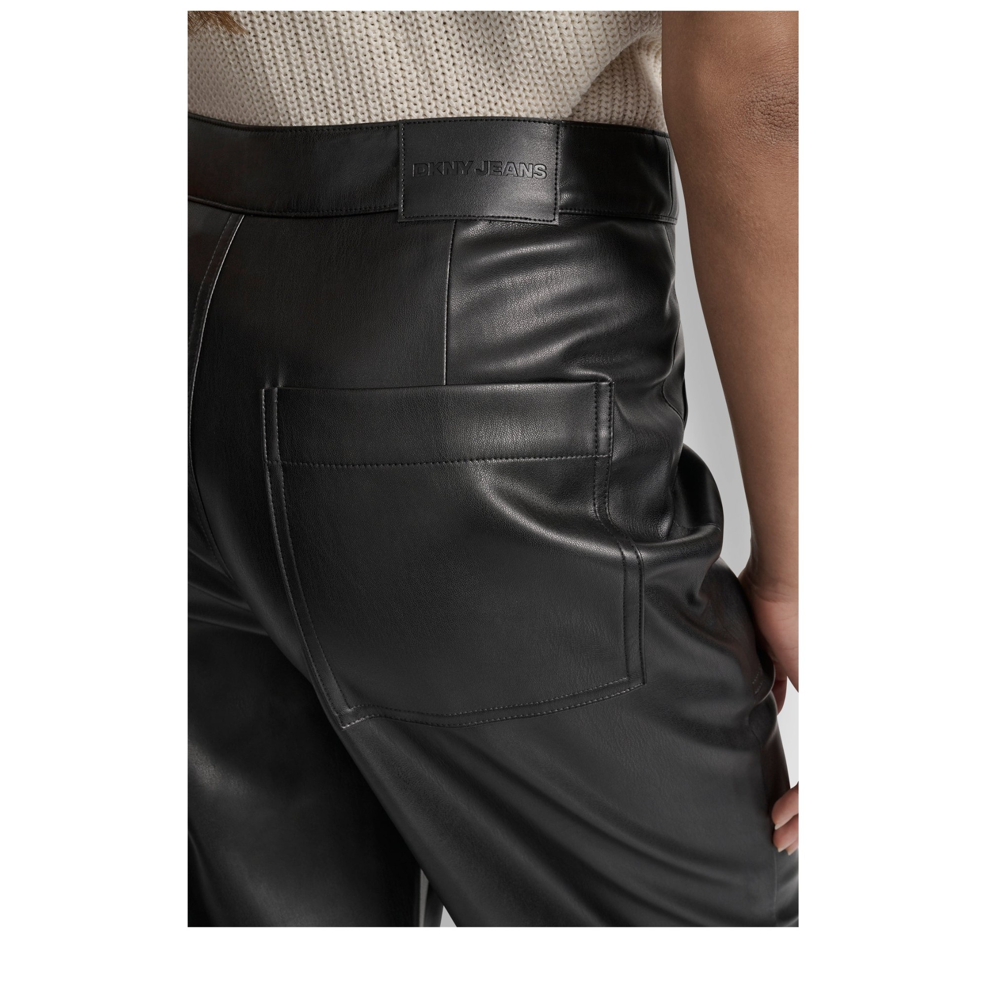 DKNY Kelnės moterims, Juoda, Faux leather high ri 5