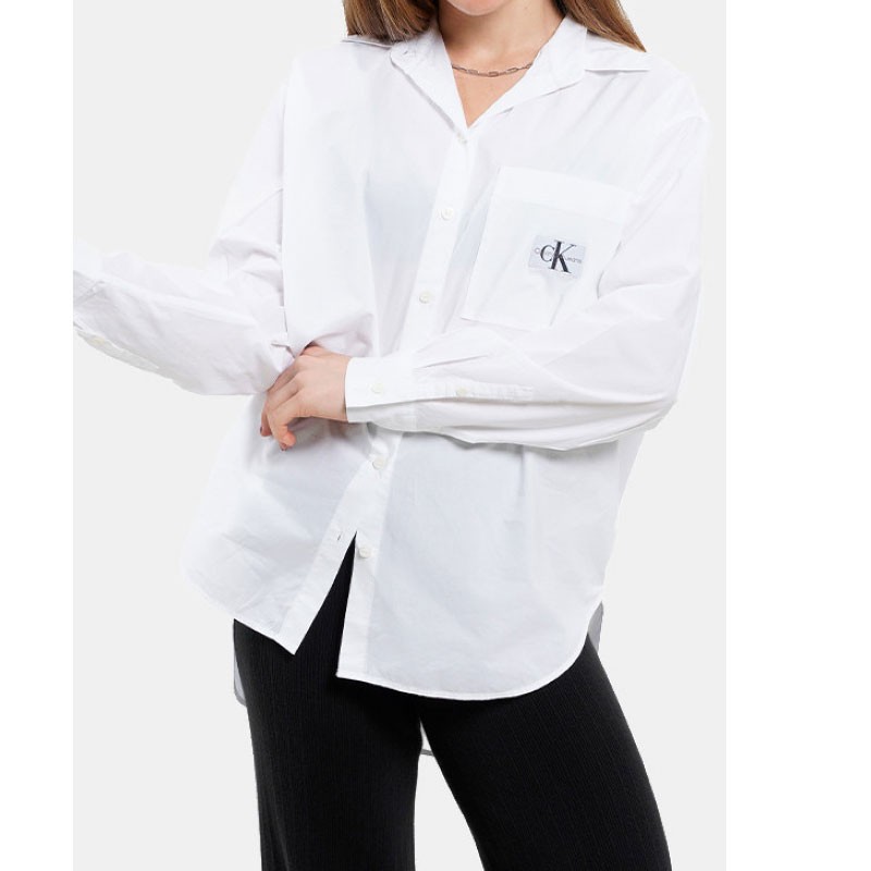 CALVIN KLEIN JEANS Marškiniai ilgomis rankovėmis moterims, Balta, L/s shirt 2