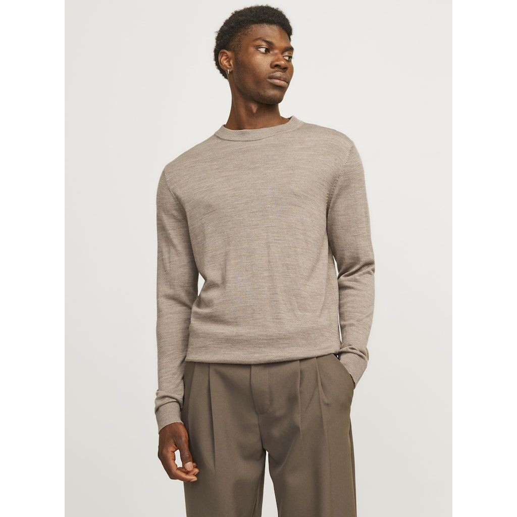 JACK & JONES Megztinis vyrams, Smėlio, Merino knit crew neck 7