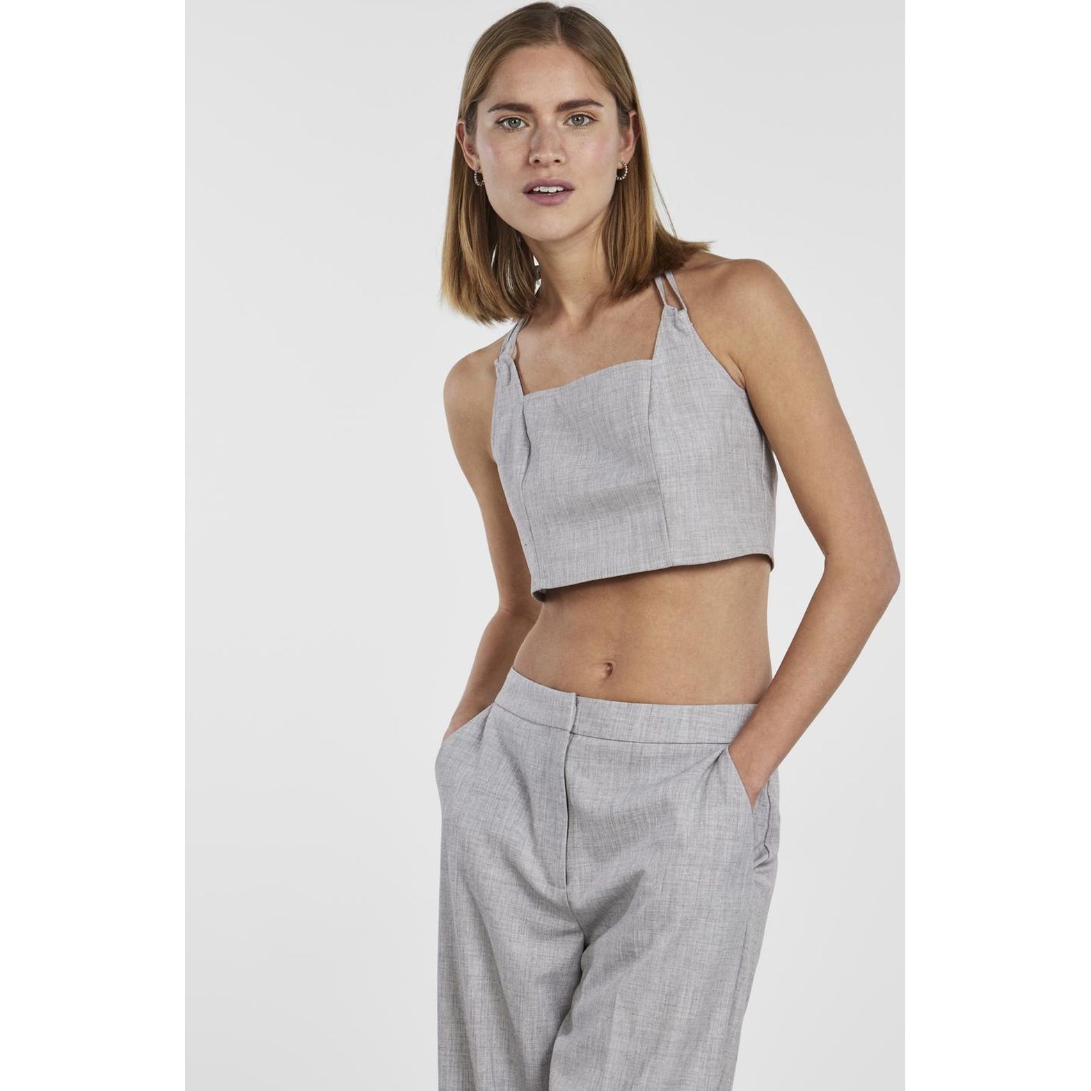 PIECES Palaidinės moterims, Pilka, PCFILINE STRAP TOP D2 3