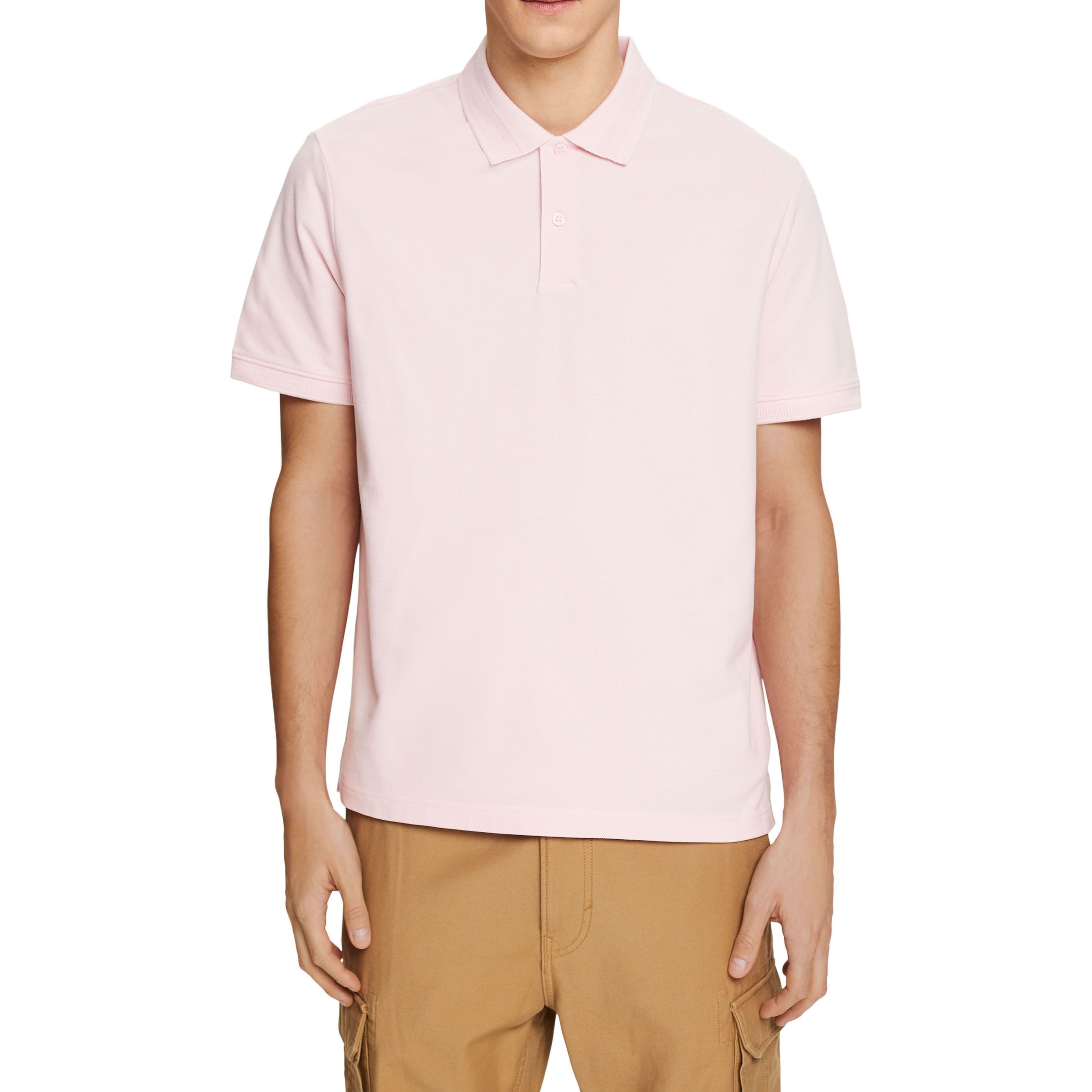 ESPRIT Polo marškiniai ilgos rank. vyrams, Rožinė, Cotton Pique Polo Shirt 2