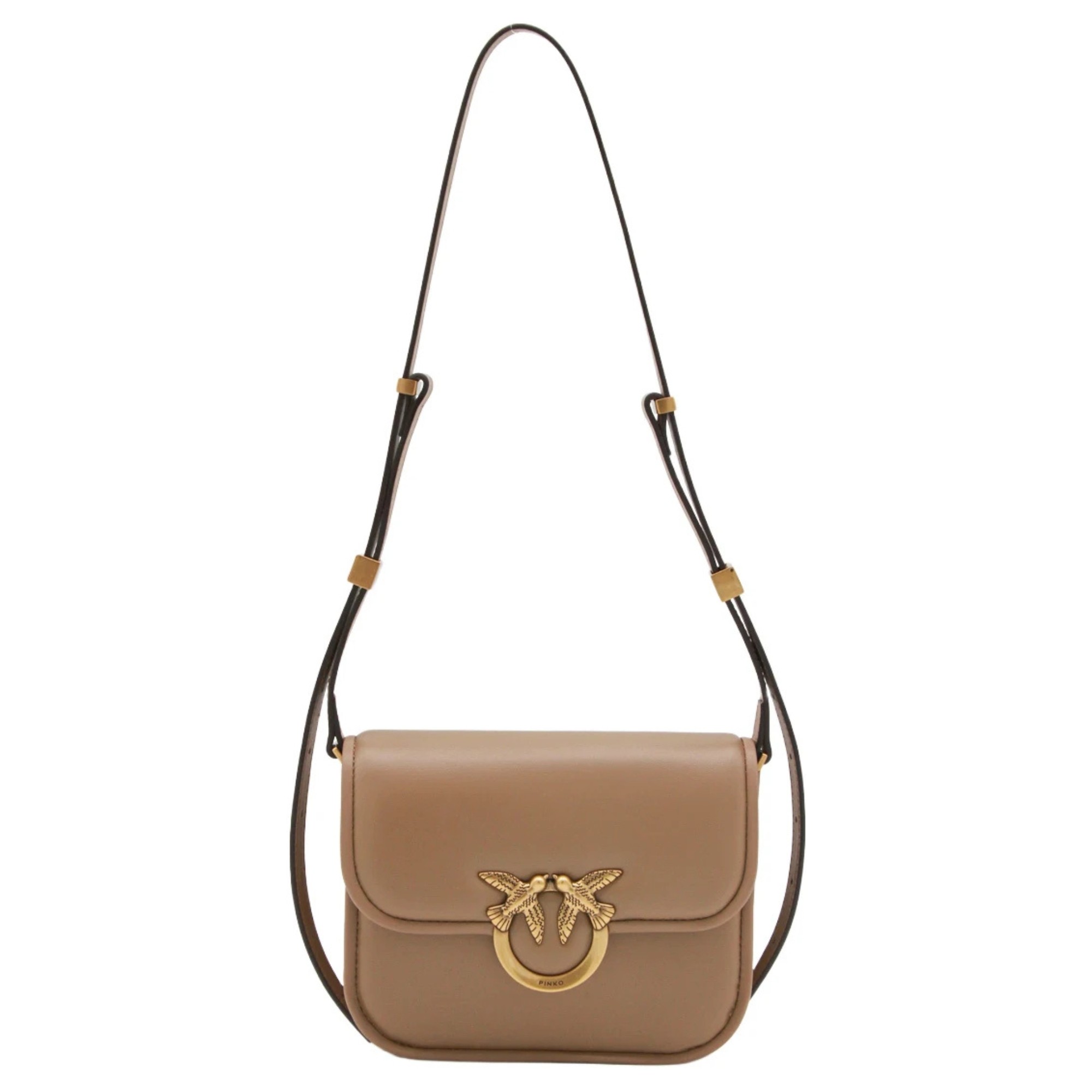 PINKO Rankinė per petį moterims, Ruda, Love box bag fl mini nappa + v 1