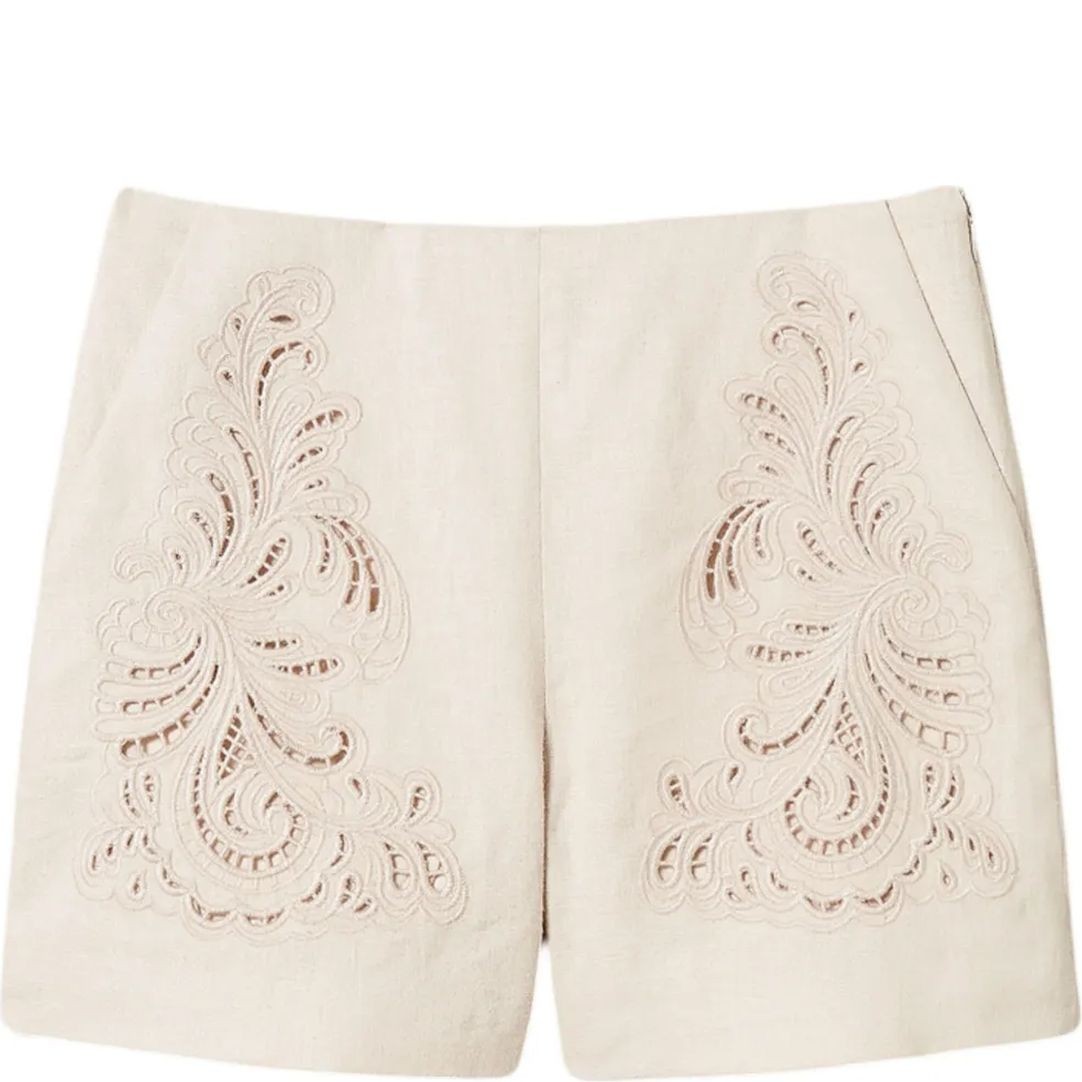 TWINSET Šortai moterims, Smėlio, Embroidered shorts