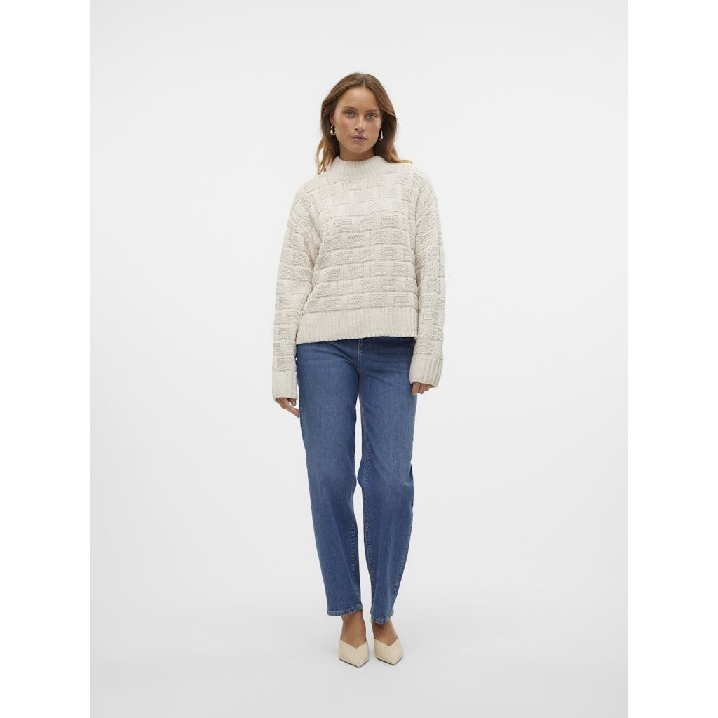 VERO MODA Megztinis su kaklu moterims, Smėlio, Isa highneck pullover boo 4