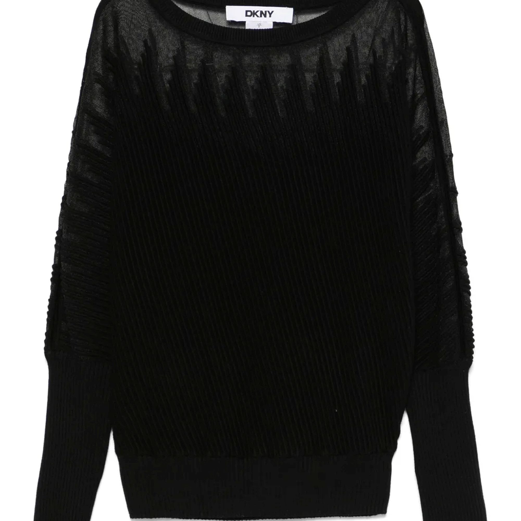 DKNY Megztinis moterims, Juoda, L/s patterned sheer pullover 1