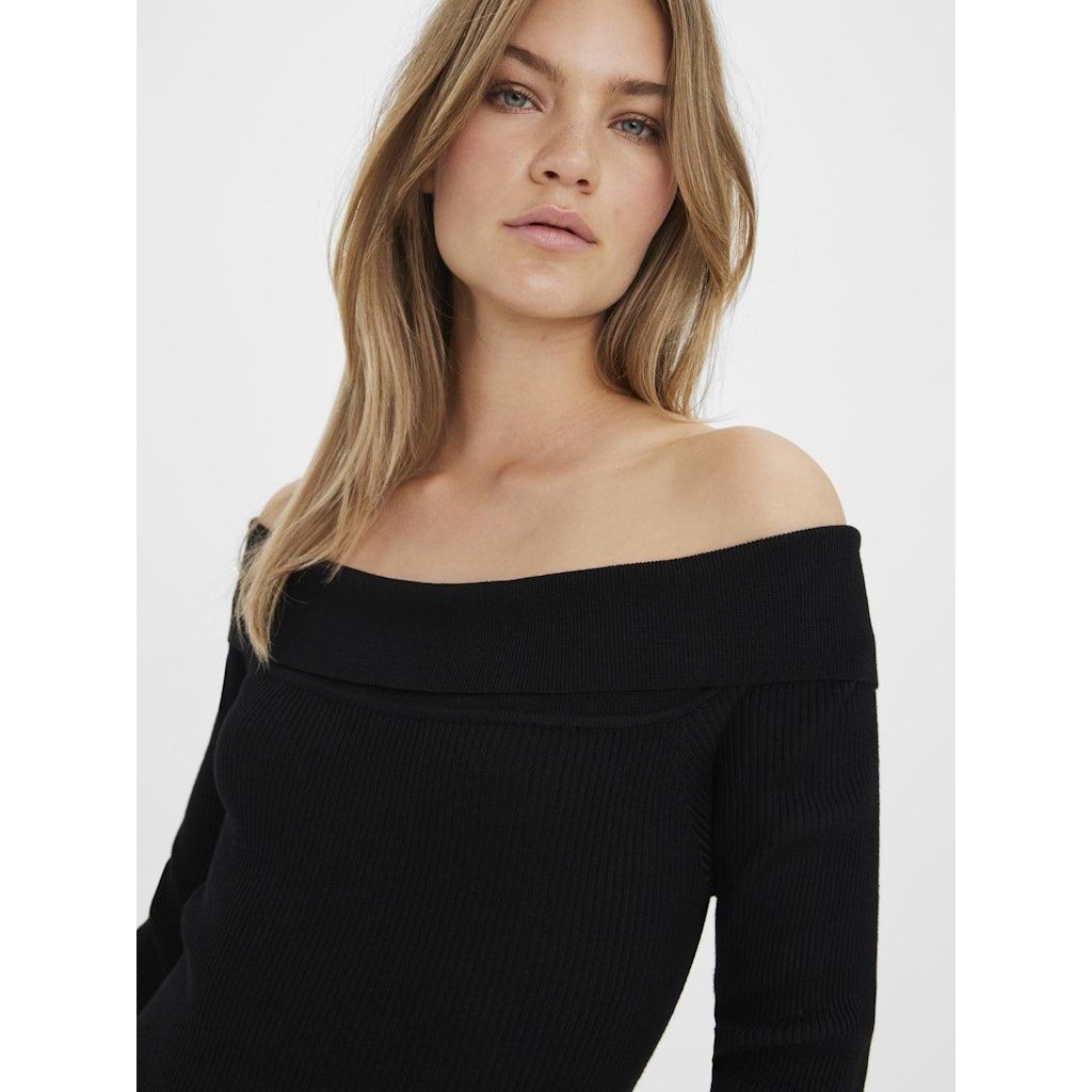 VERO MODA Mini suknelė moterims, Juoda, VMWILLOW LS OFF-SHOUL 5