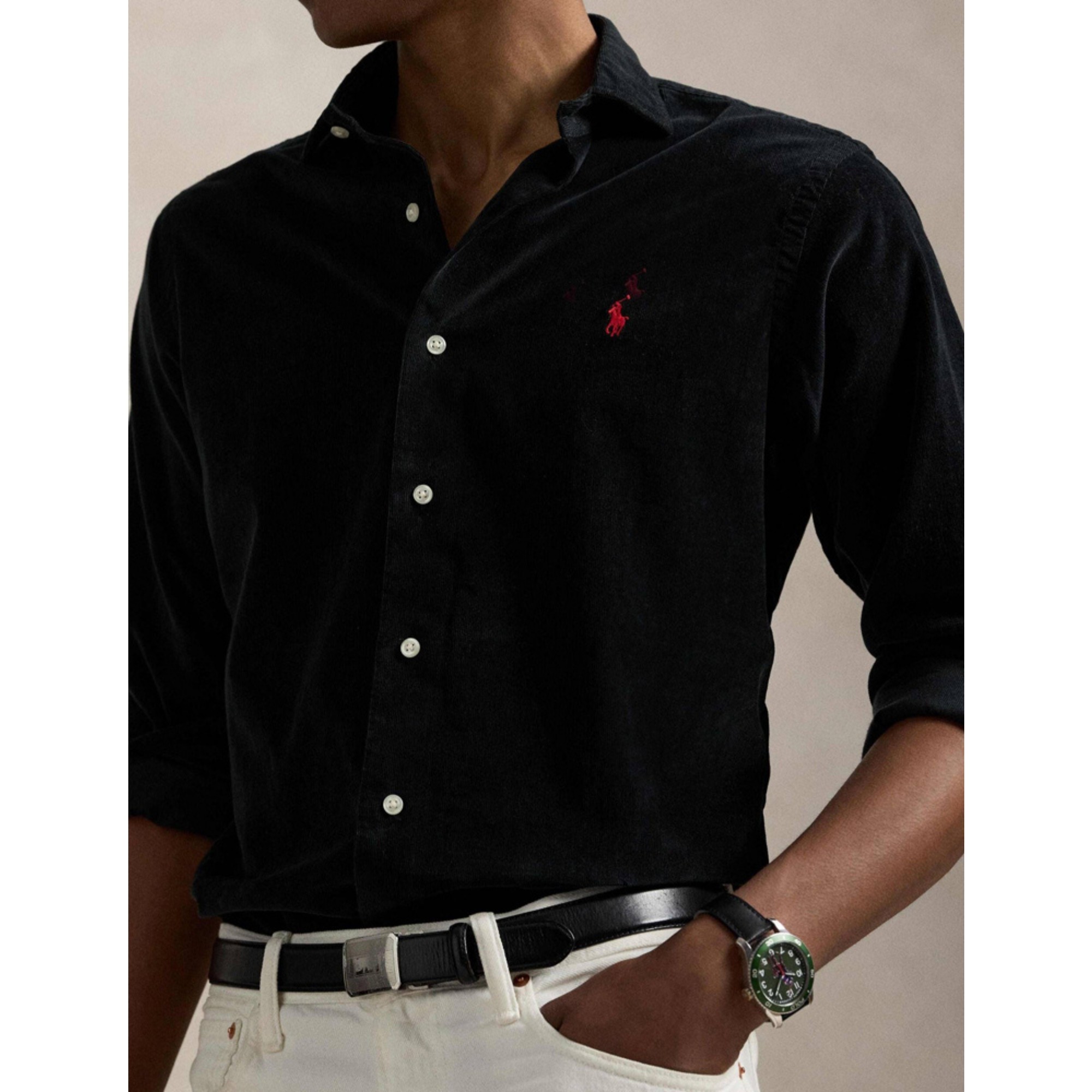 POLO RALPH LAUREN Marškiniai ilgomis rankovėmis vyrams, Juoda, Long sleeve sport shirt 1