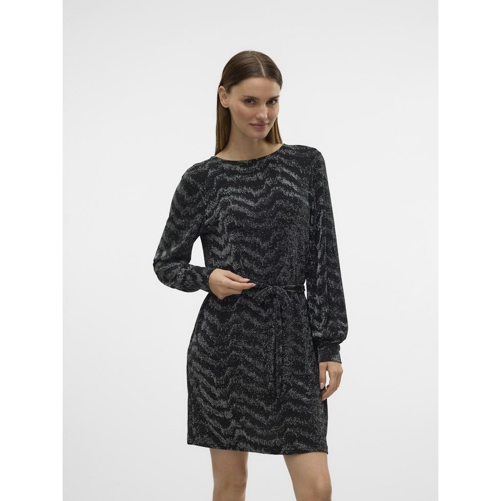 VERO MODA Mini suknelė moterims, Juoda, Lucy glitter bow dress 3