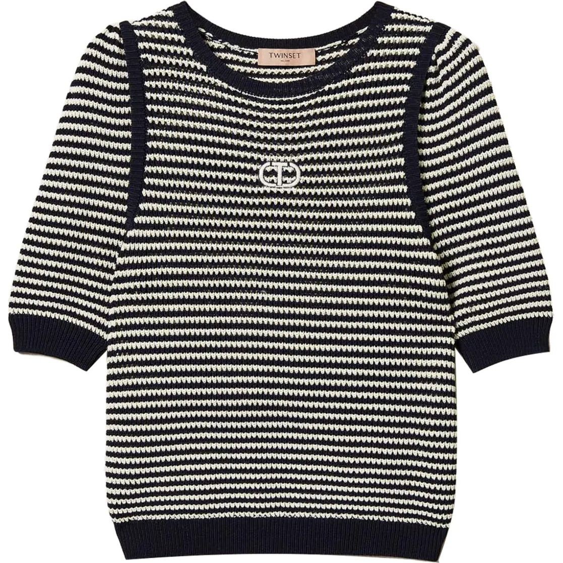 TWINSET Palaidinės moterims, Marga, Embroidered striped t-shirt