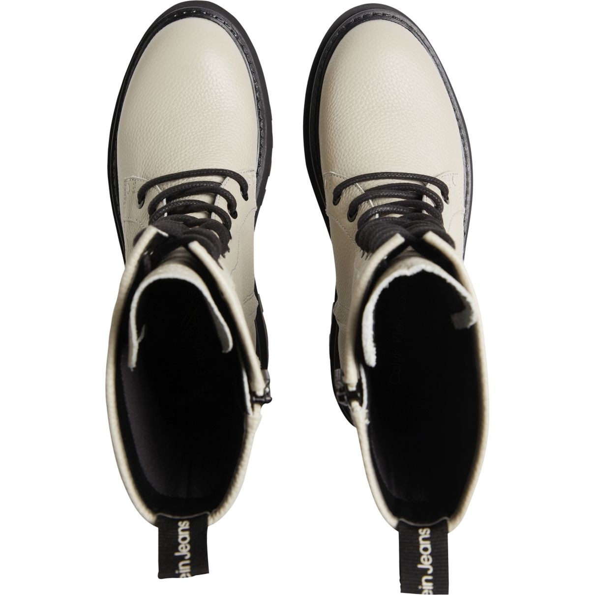 CALVIN KLEIN JEANS Aulinukai moterims, Smėlio, FLATFORM MID LACEUP BOOT 4