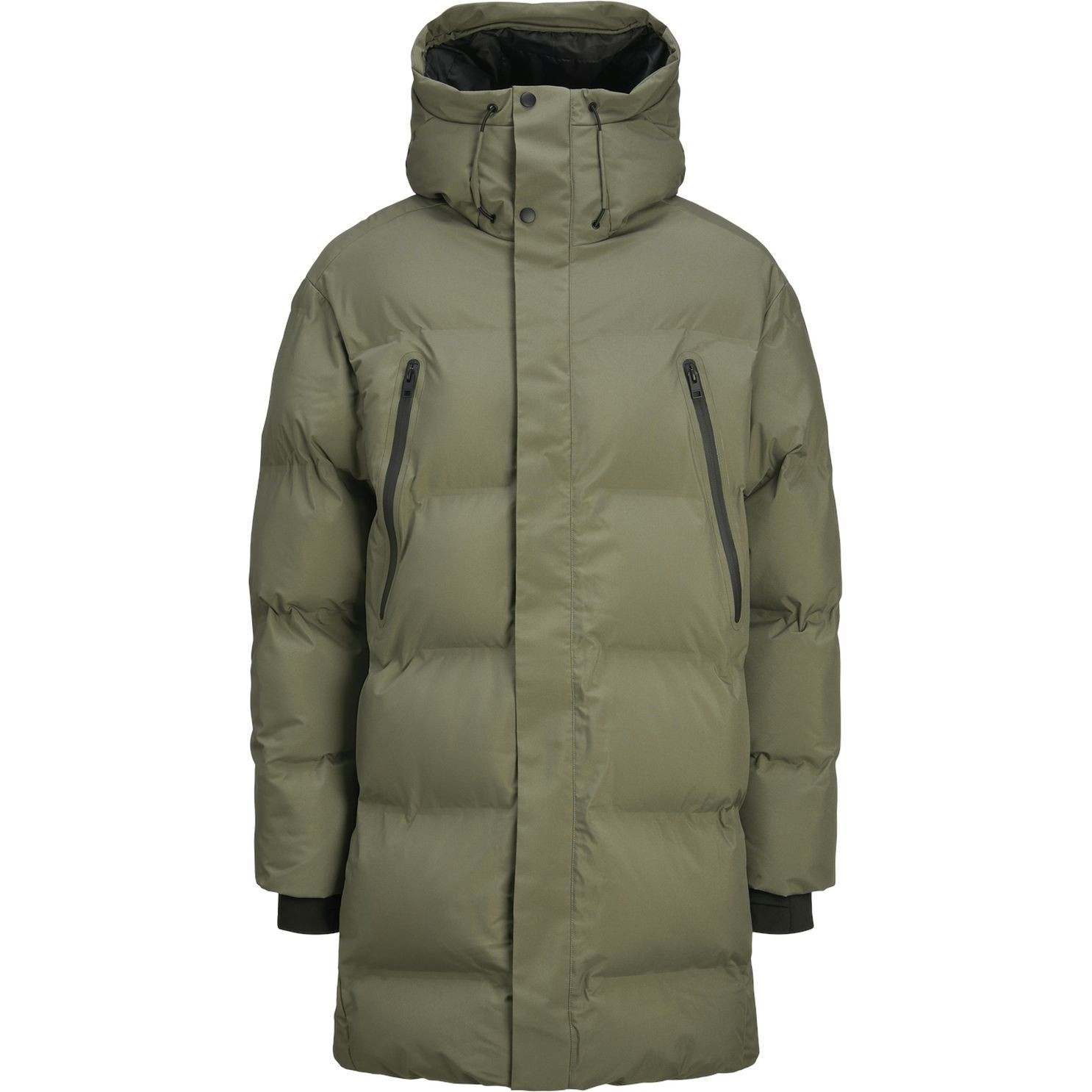 JACK & JONES Pūkinis paltas vyrams, Chaki, Alpha long puffer 1