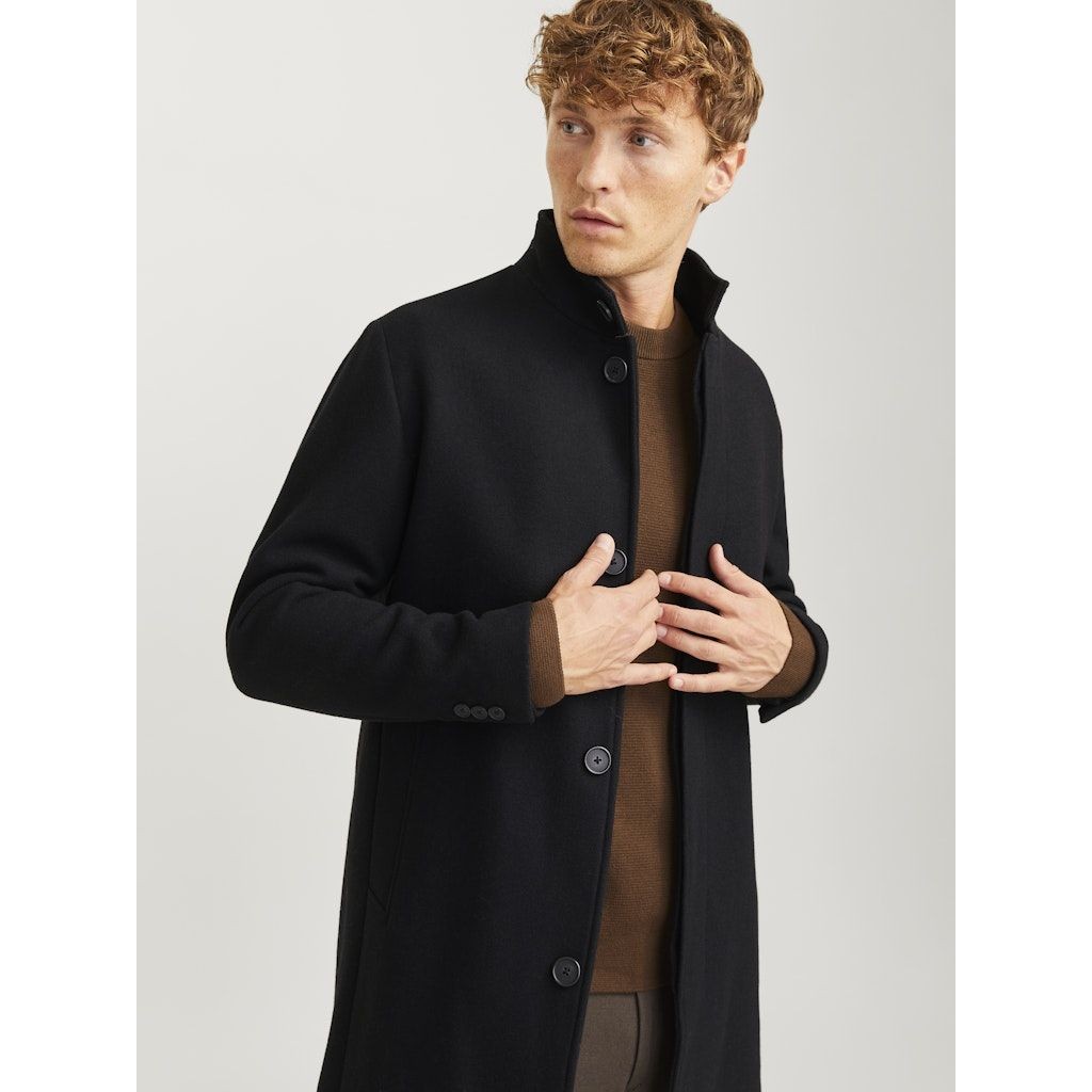 JACK & JONES Paltas vyrams, Juoda, Wilson wool coat 6