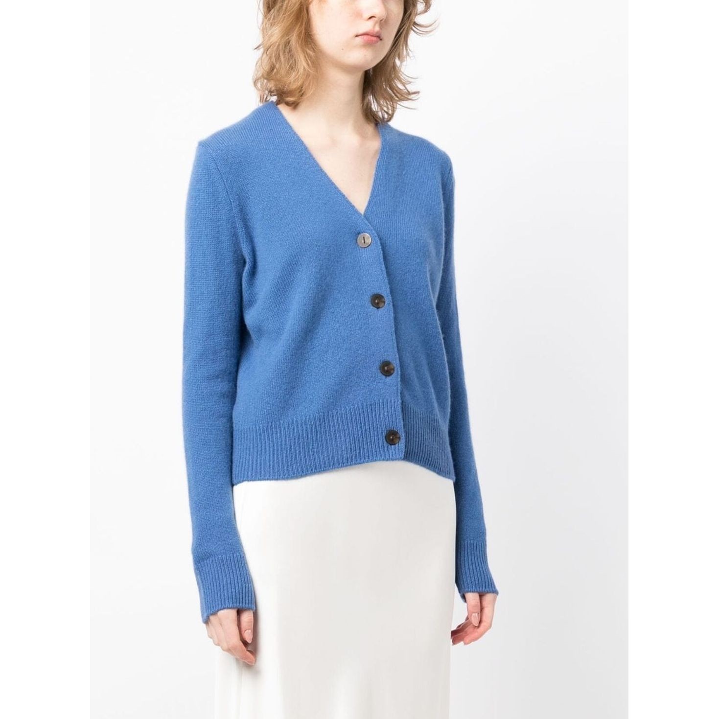 VINCE Kardiganas moterims, Mėlyna, Flat placket cardigan 3