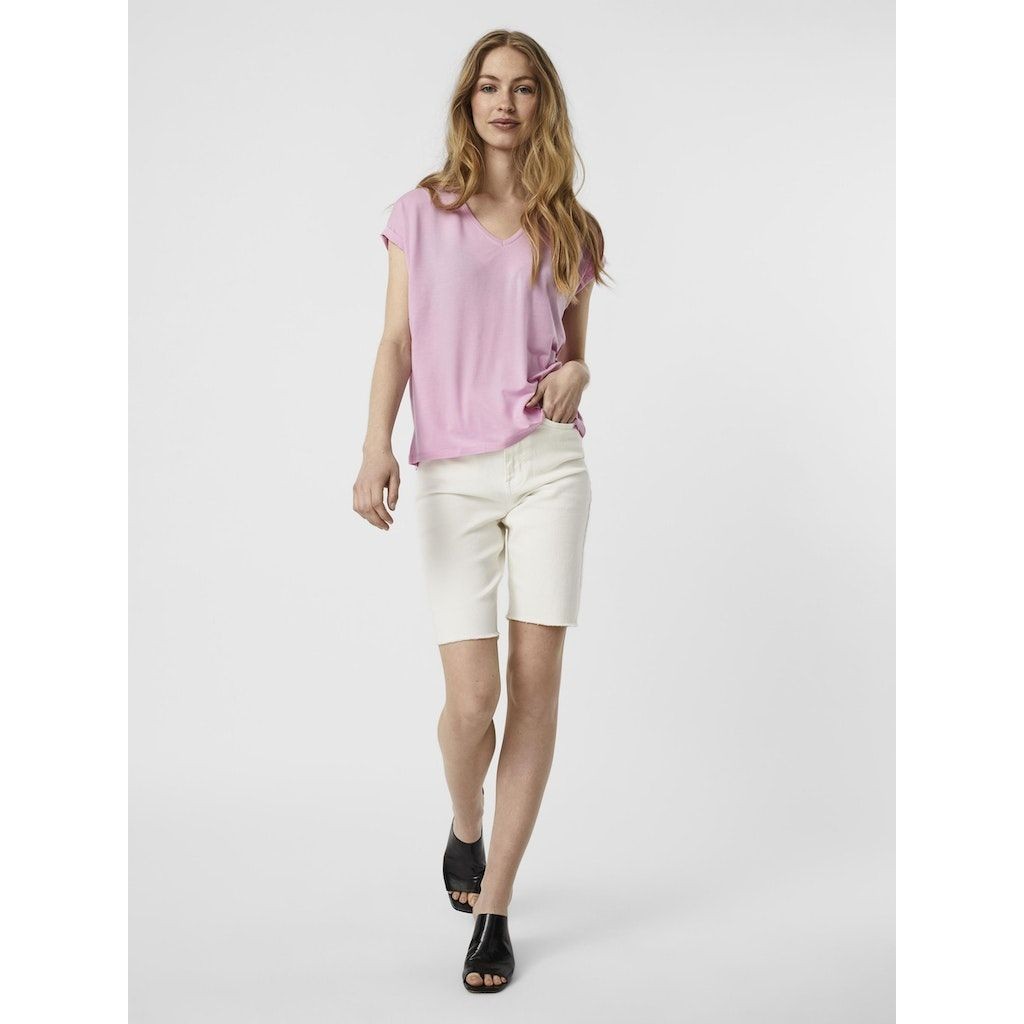 VERO MODA Marškinėliai moterims, Violetinė, VMAVA SS V-NECK 3