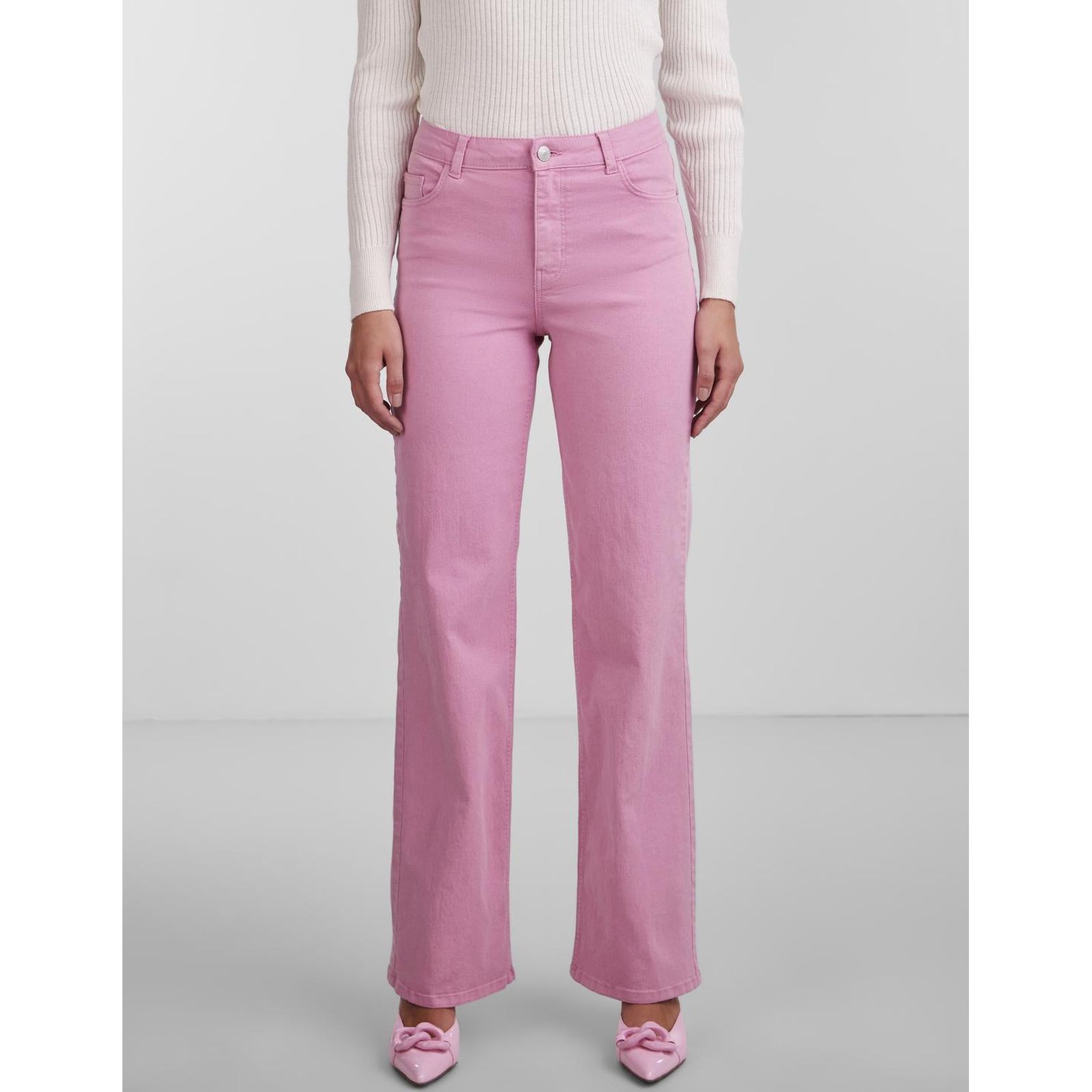 PIECES Tiesūs džinsai moterims, Rožinė, PCPEGGY HW WIDE PANT 3