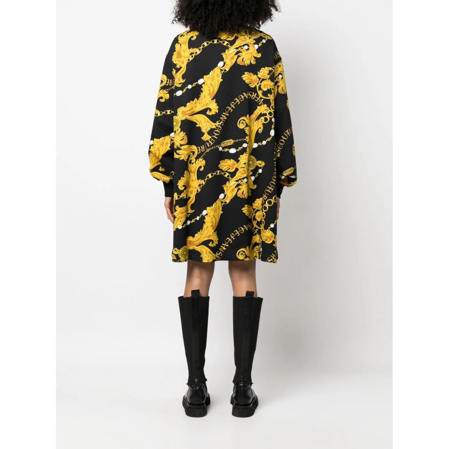 VERSACE JEANS CUTURE Mini suknelė moterims, Juoda, Light soft dress 4