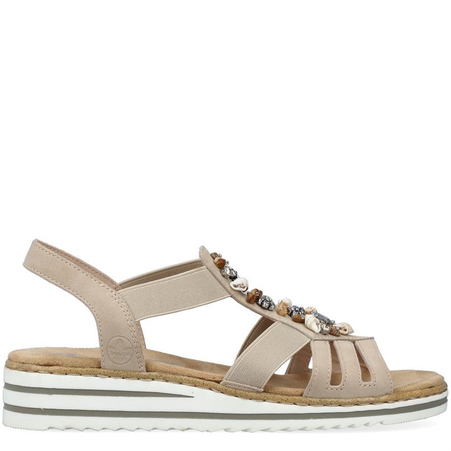 RIEKER Basutės moterims, Smėlio, SANDALS 2
