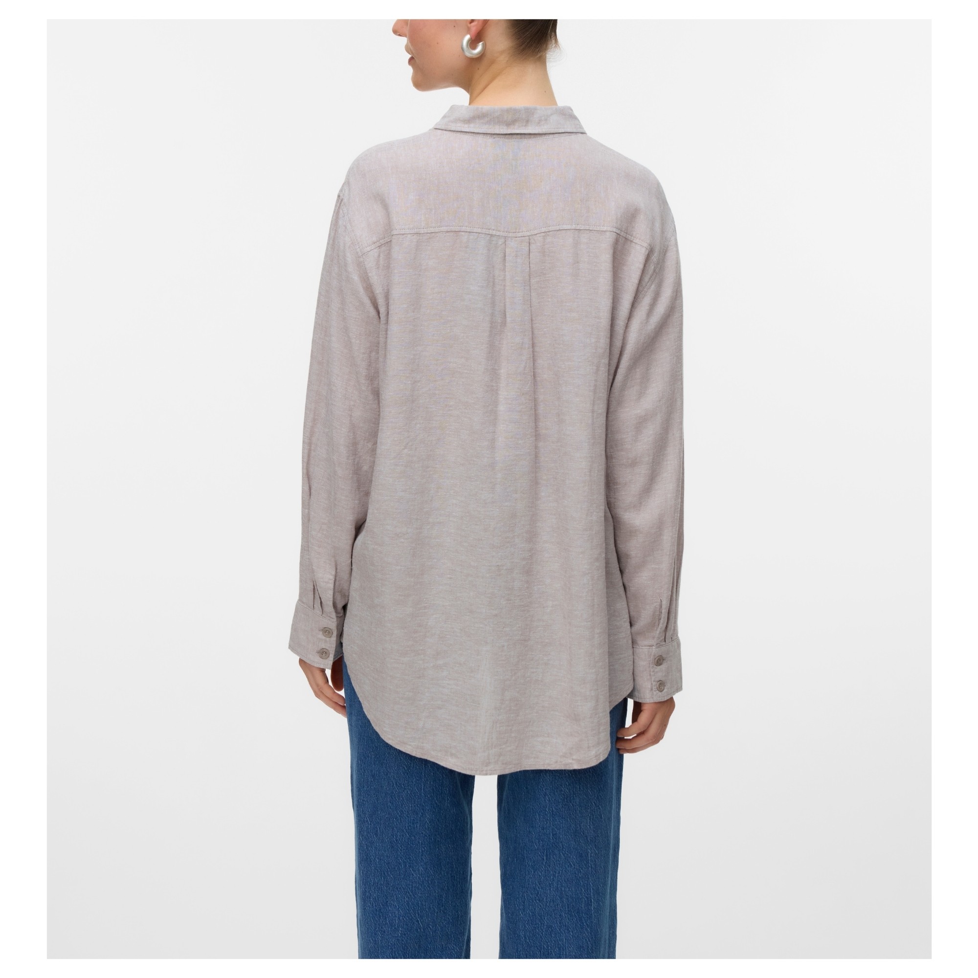 VERO MODA Marškiniai ilgomis rankovėmis moterims, Pilka, Linn 3