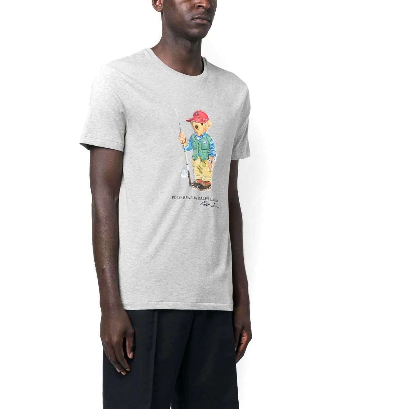 POLO RALPH LAUREN Marškinėliai trump. rankovėmis vyrams, Pilka, Slim polo bear jersey t-shirt 3