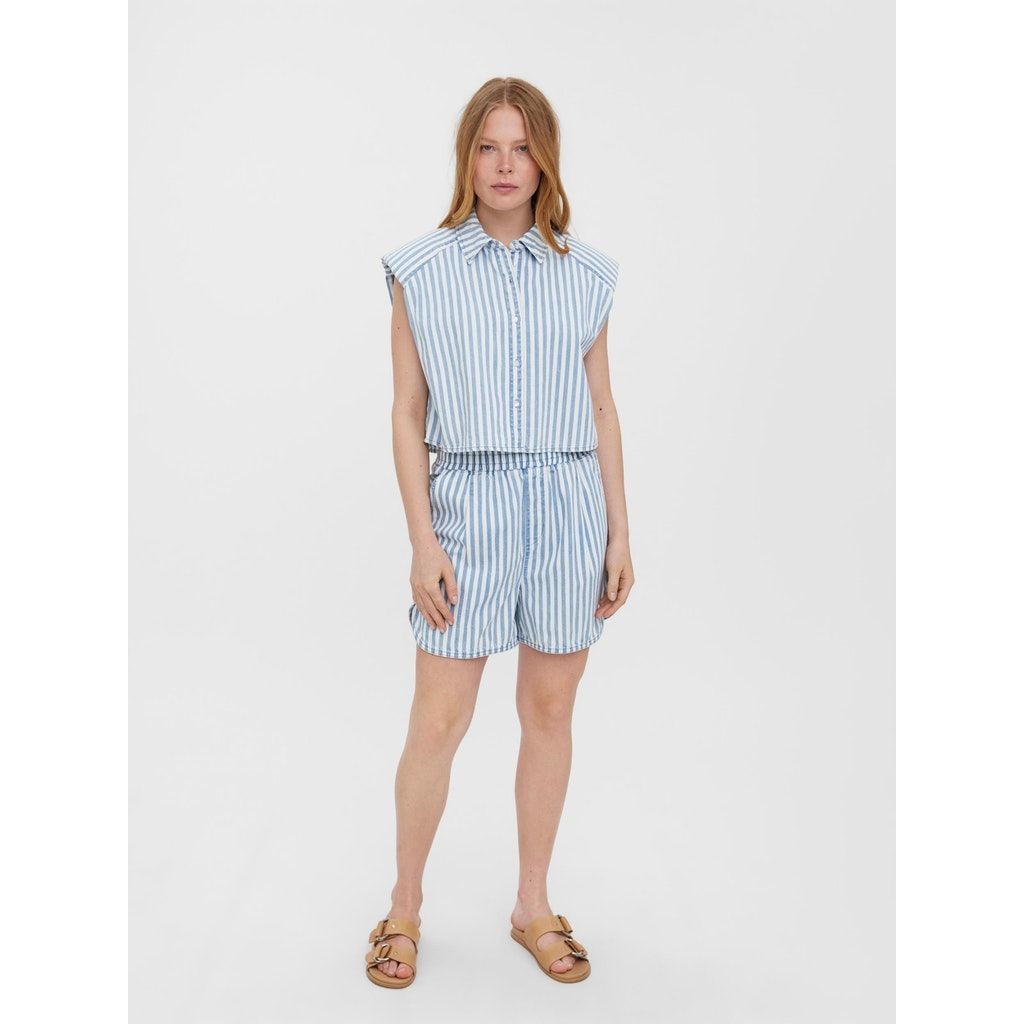 VERO MODA Marškiniai moterims, Balta, VMLINES SL STRIPED SH 3