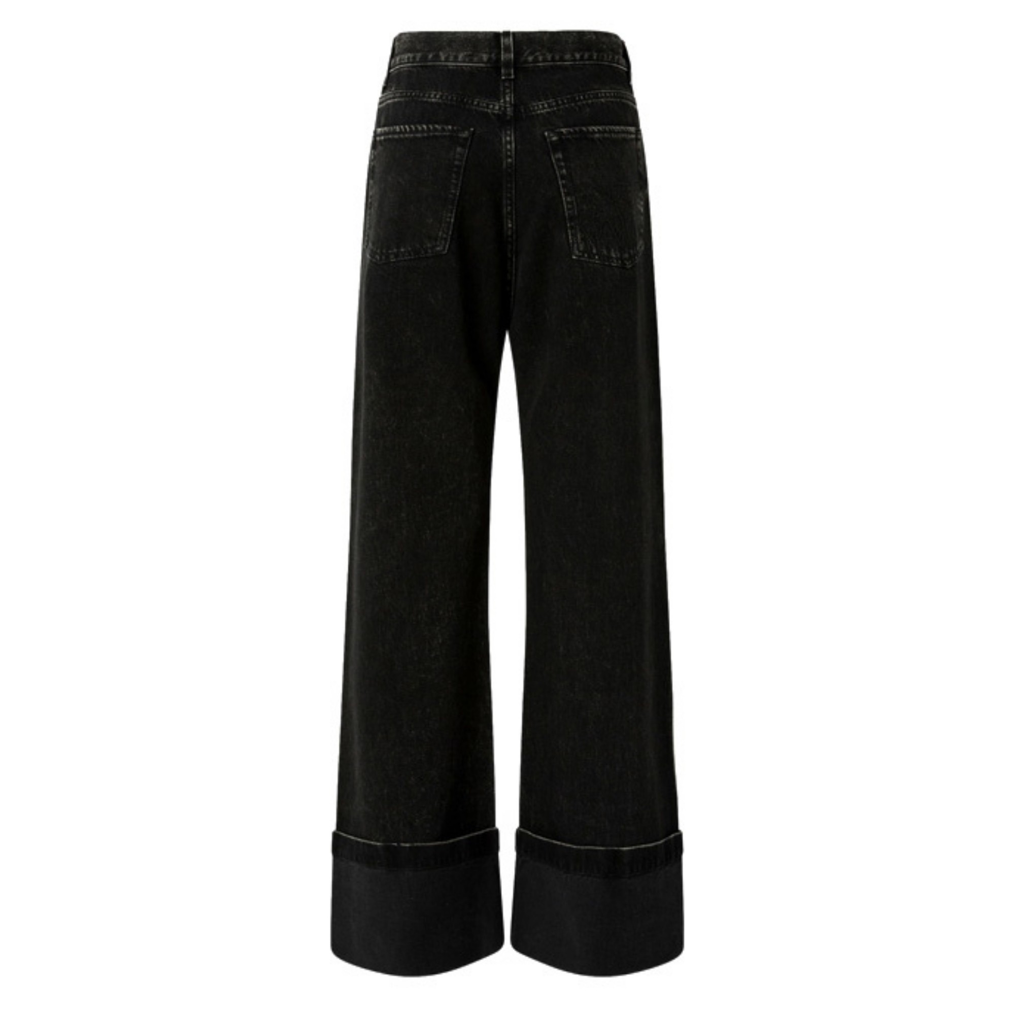 PINKO Platūs džinsai moterims, Juoda, Wanda wide leg turn-up 2