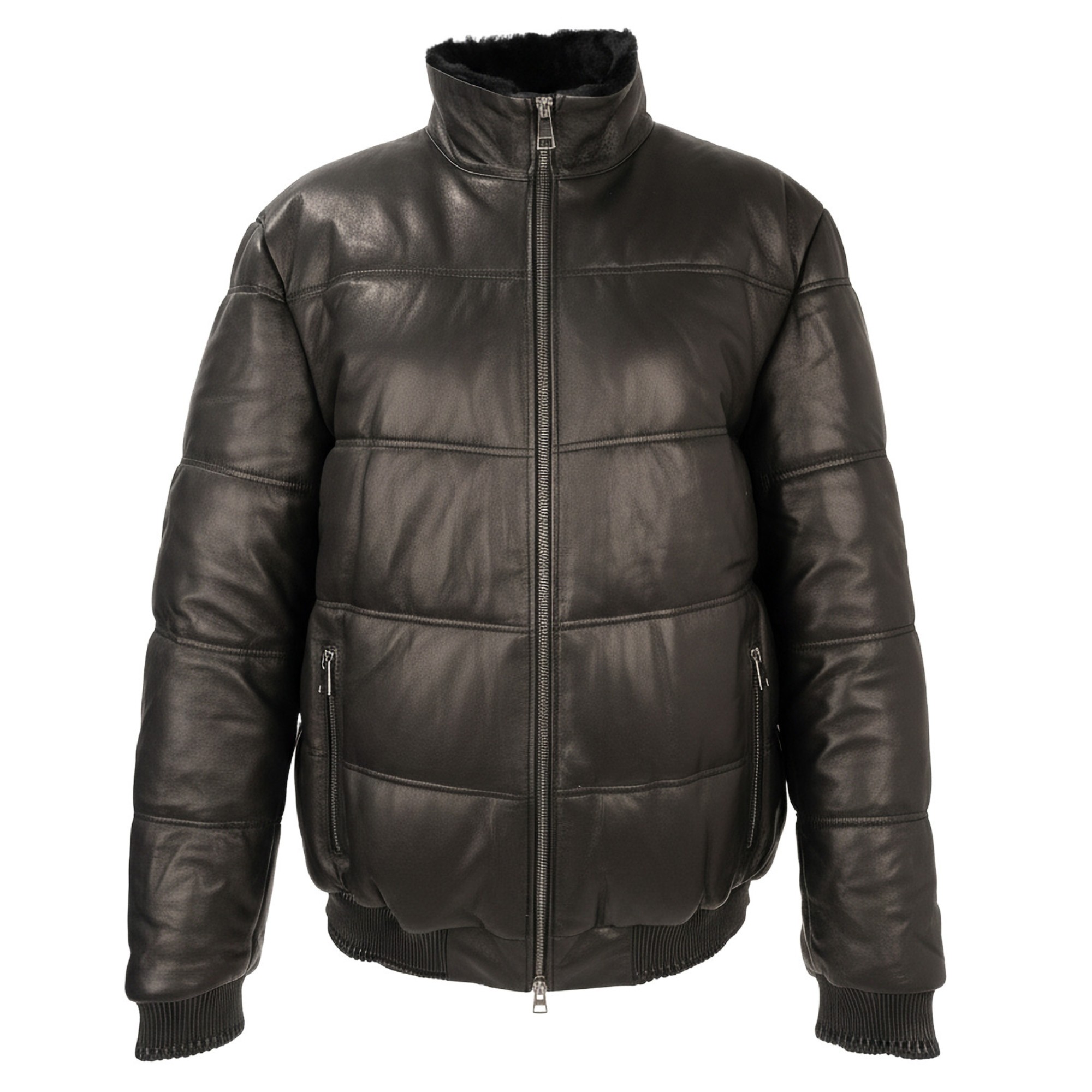 SERGIO MORETTI Odinė striukė vyrams, Juoda, Leather jacket 1