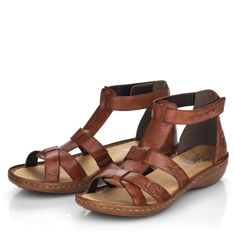 RIEKER Basutės moterims, Ruda, SANDALS 6