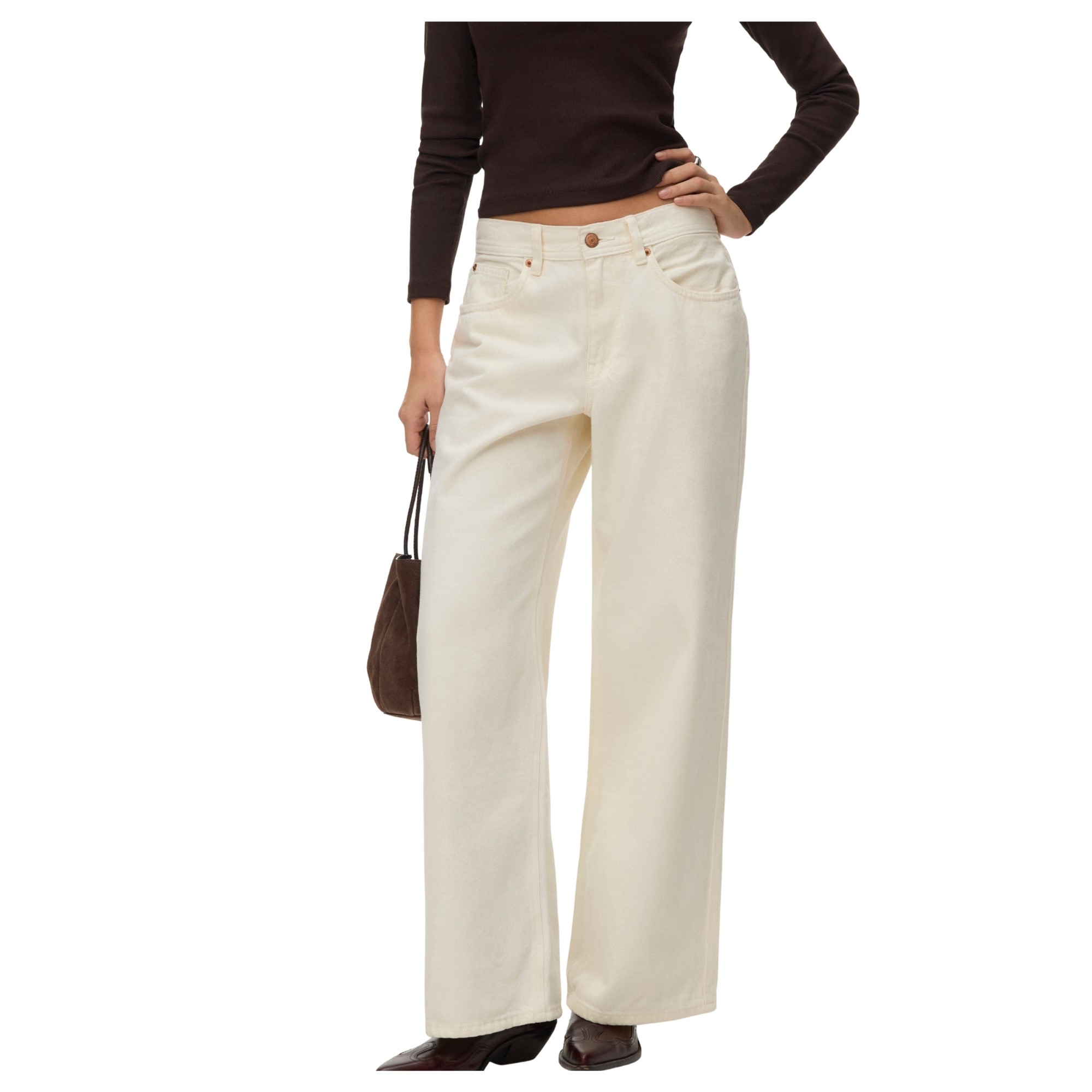 VERO MODA Platūs džinsai moterims, Balta, Lullu 1