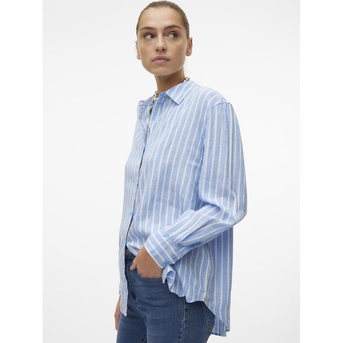 VERO MODA Marškiniai moterims, Mėlyna, Vmlinn shirts 3