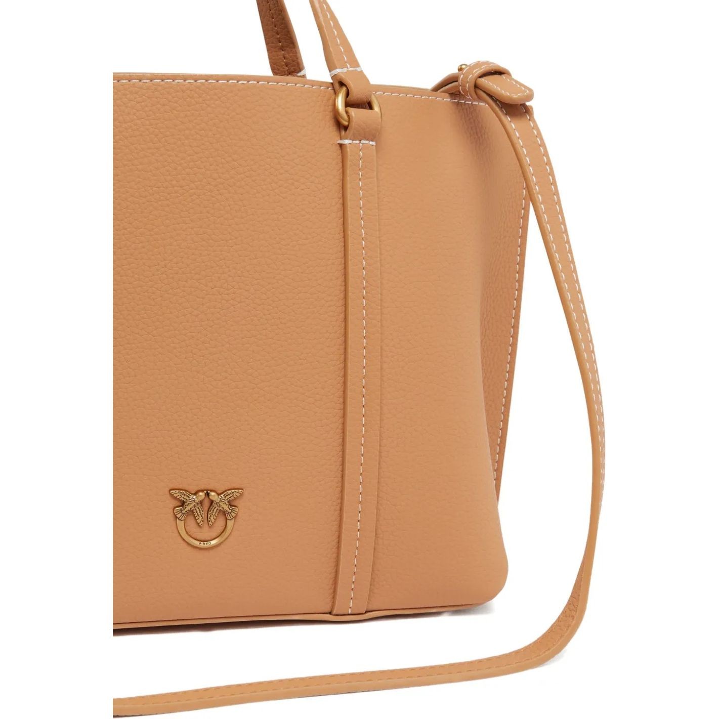 PINKO Pirkinių krepšys moterims, Ruda, Carrie leather tote bag 3