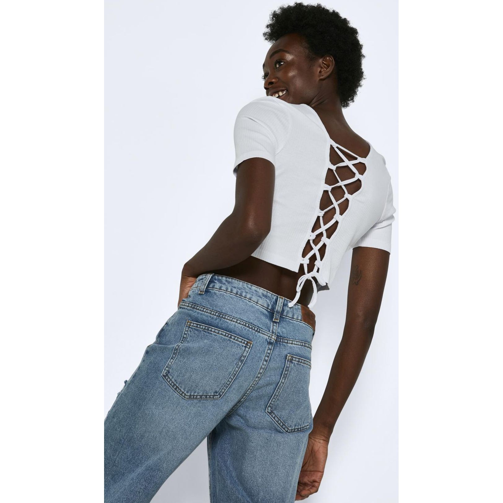 NOISY MAY Palaidinės moterims, Balta, NMDRAKEYE S/S TIE TOP 6