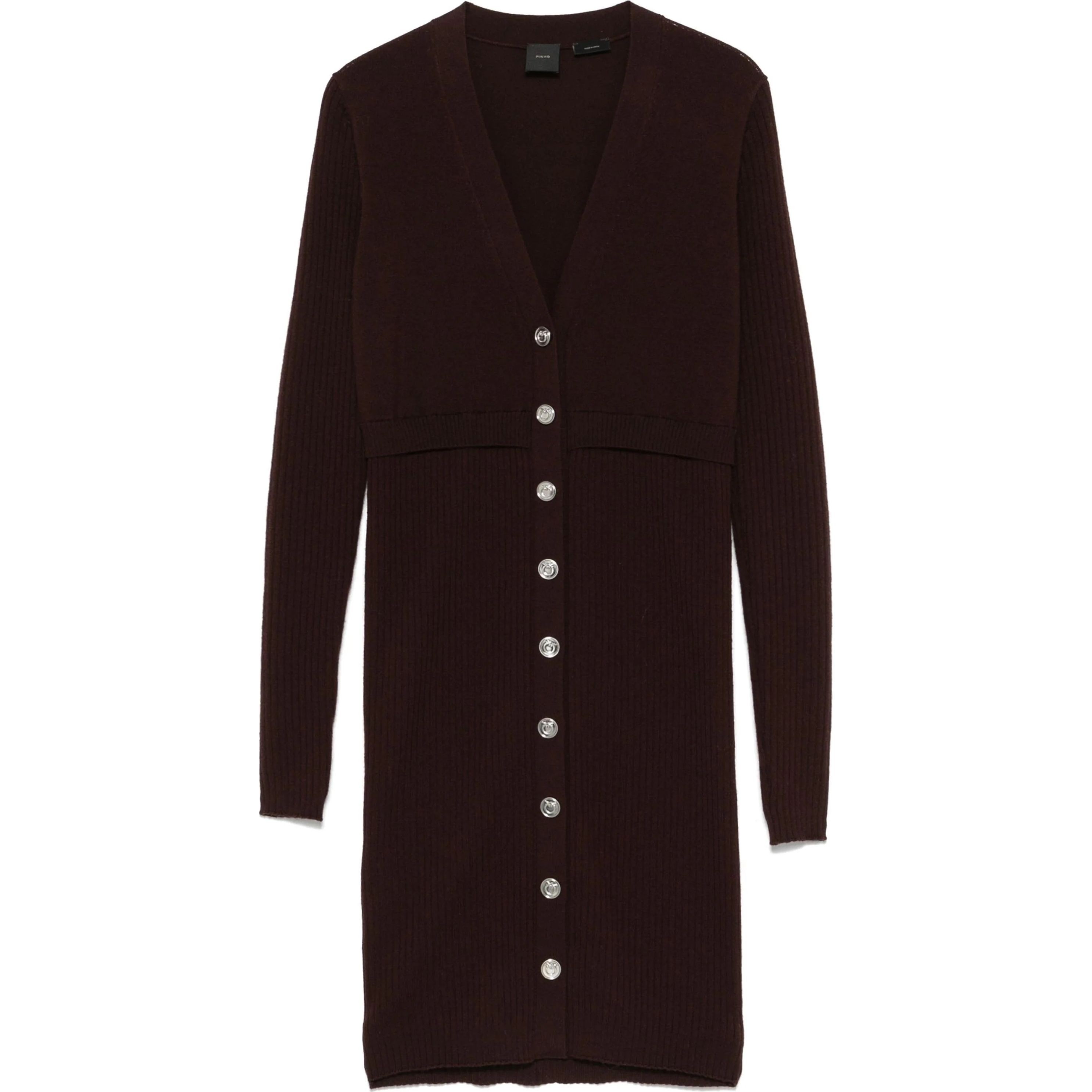 PINKO Mini suknelė moterims, Ruda, Long-sleeve knitted dress