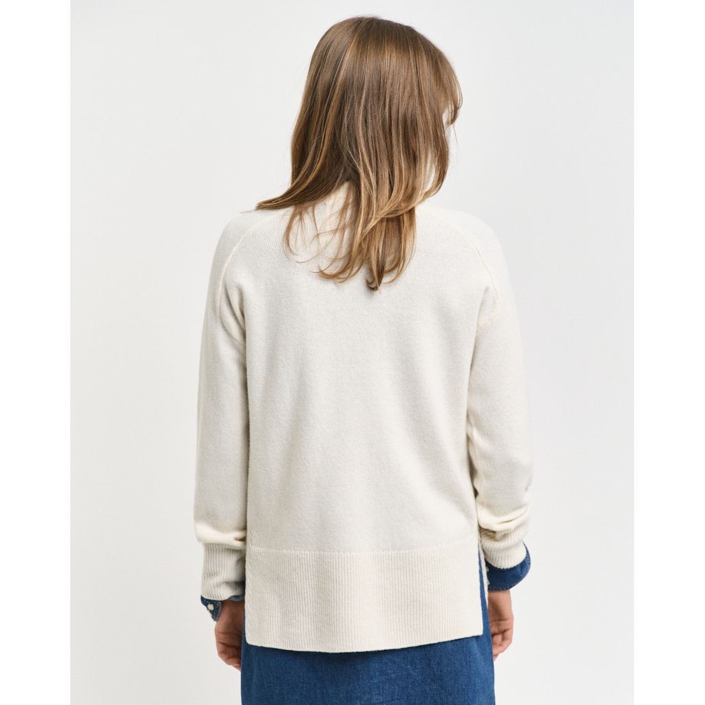 GANT Megztinis moterims, Smėlio, Herringbone detail sweater 3