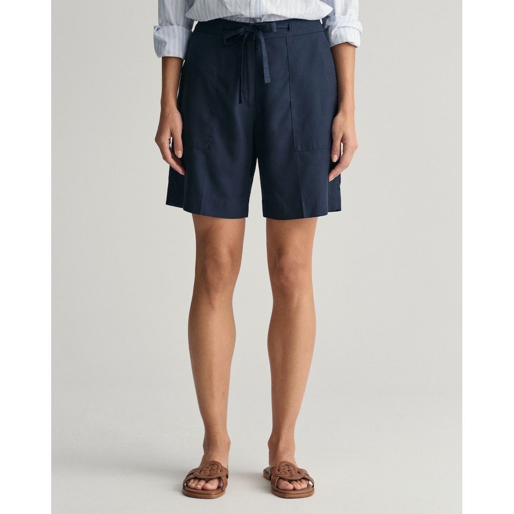 GANT Šortai moterims, Mėlyna, REL TIE WAIST SHORTS 4