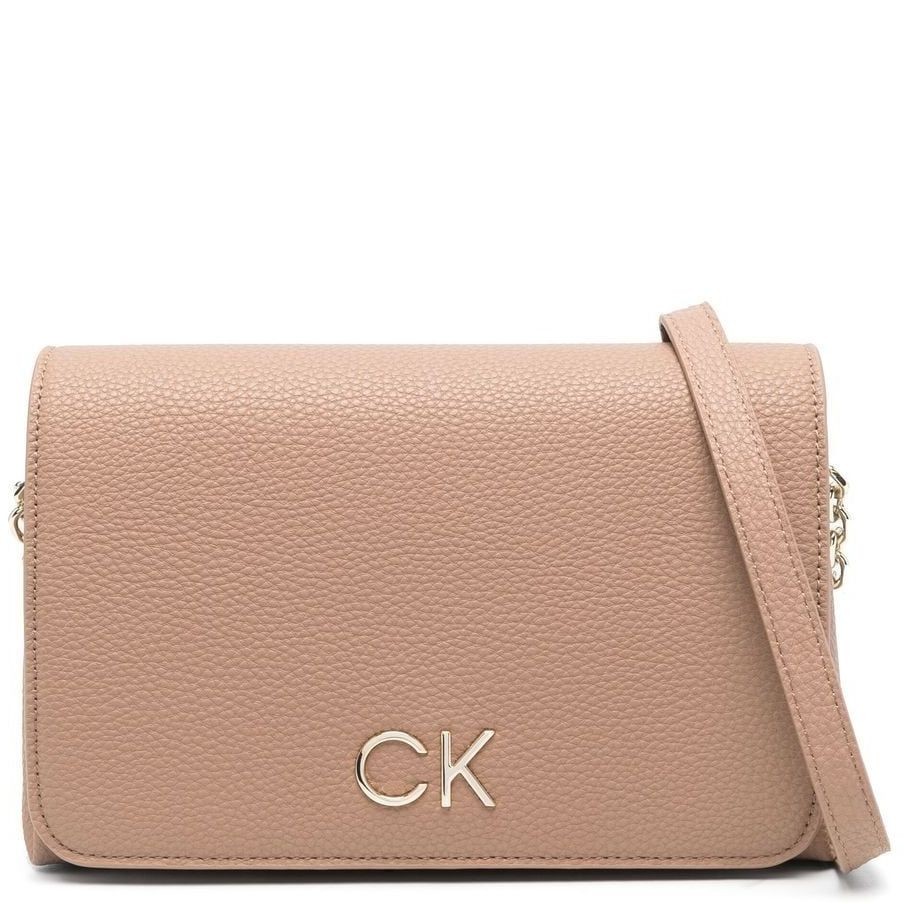 CALVIN KLEIN Rankinė per petį moterims, Ruda, Re-lock shoulder bag flap 1