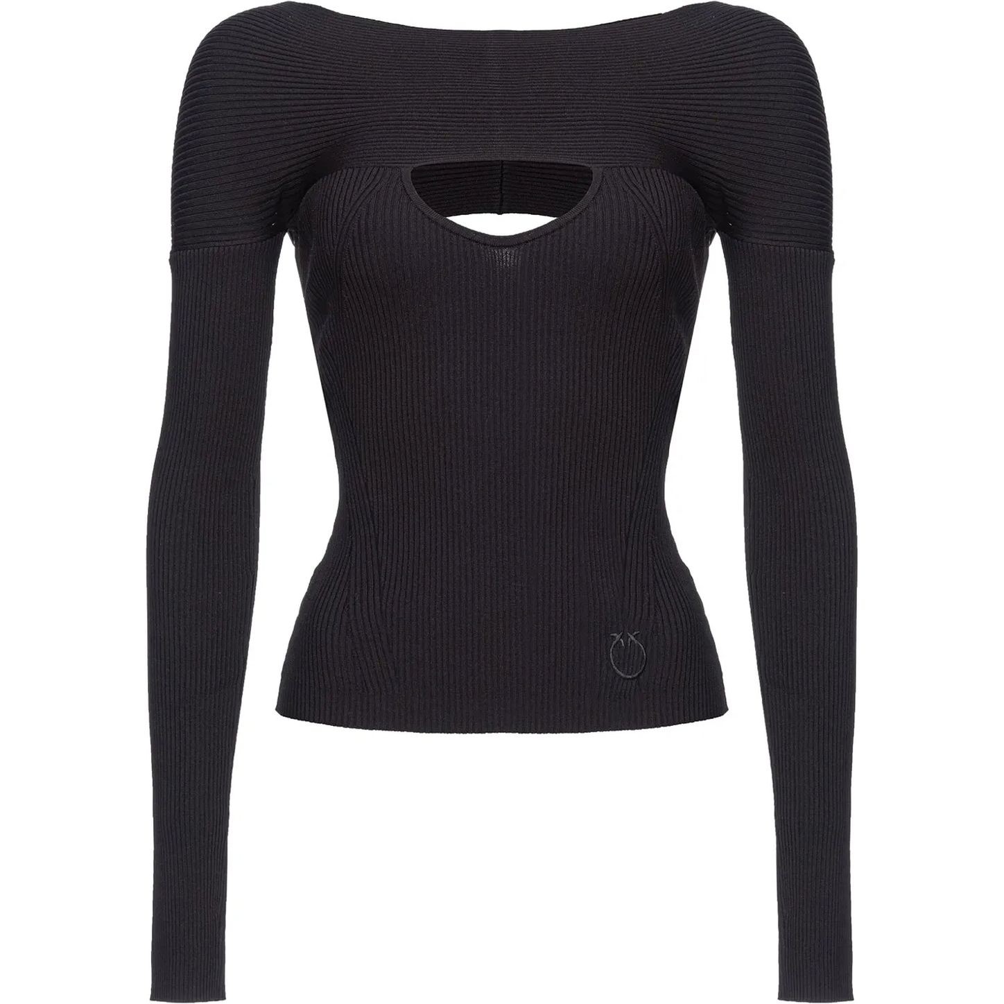 PINKO Megztinis moterims, Juoda, Cut-out ribbed-knit sweater 1