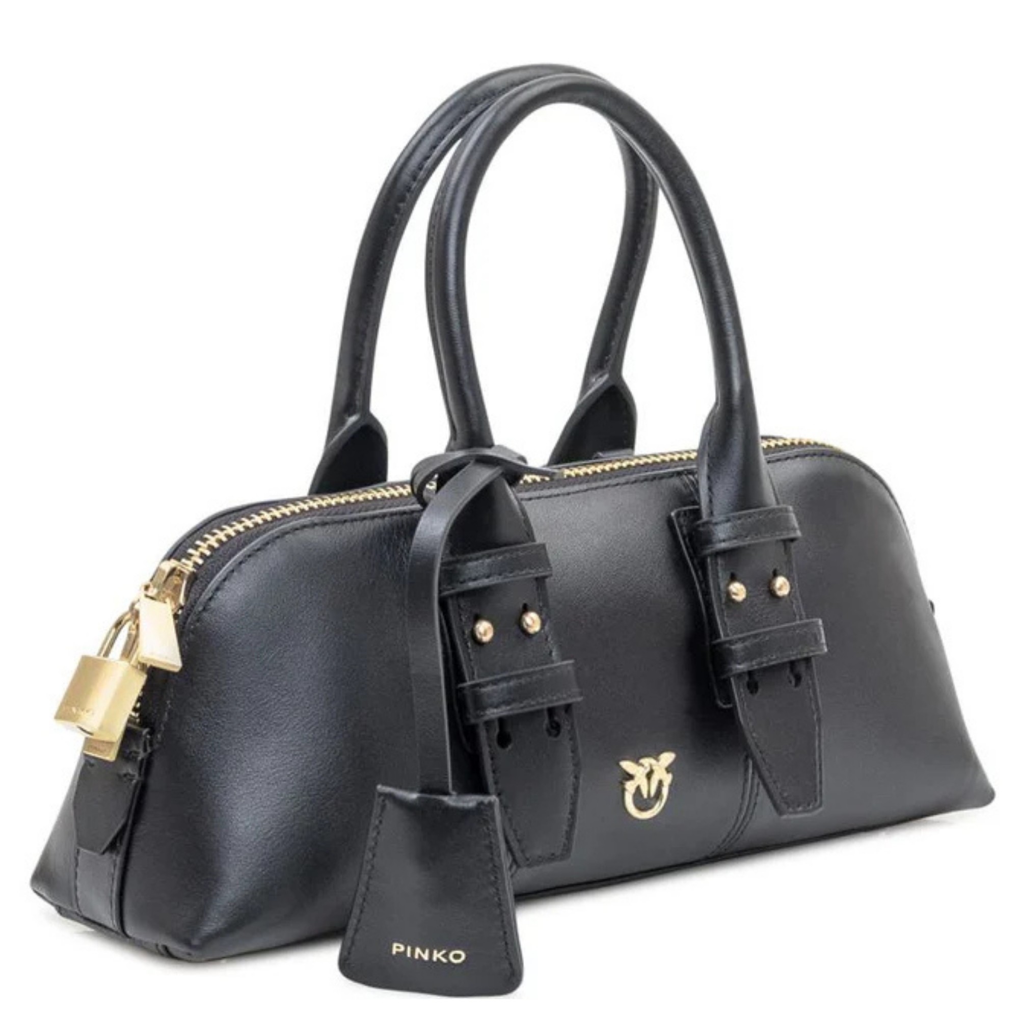 PINKO Rankinė per petį moterims, Juoda, Bowling bag baguette vitello m 3