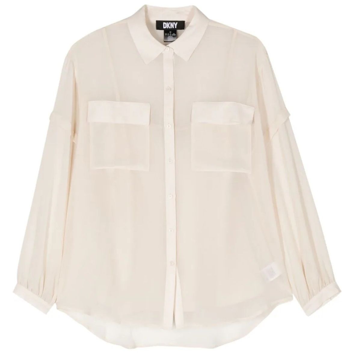 DKNY Marškiniai ilgomis rankovėmis moterims, Žalia, L/s 2 pkt flng chffn shrt 1