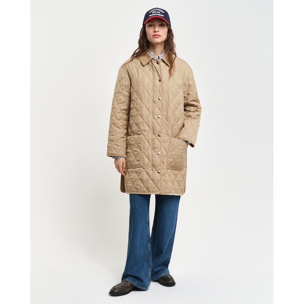 GANT Paltas moterims, Chaki, quilted cord detailed coat 2