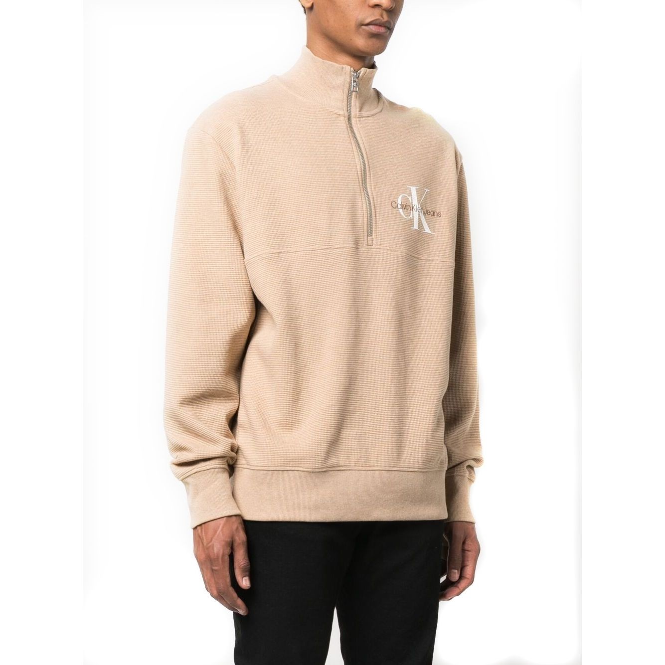 CALVIN KLEIN JEANS Bomberis vyrams, Smėlio, Monologo waffle bomber 2