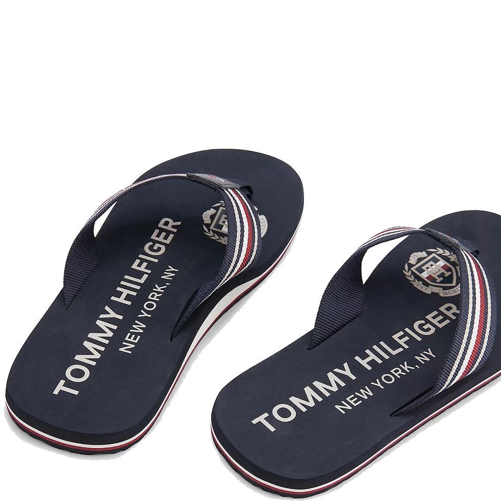 TOMMY HILFIGER Pliažo šlepetės per pirštą vyrams, Mėlyna, CORPORATE STRIPES BEACH SANDAL 4