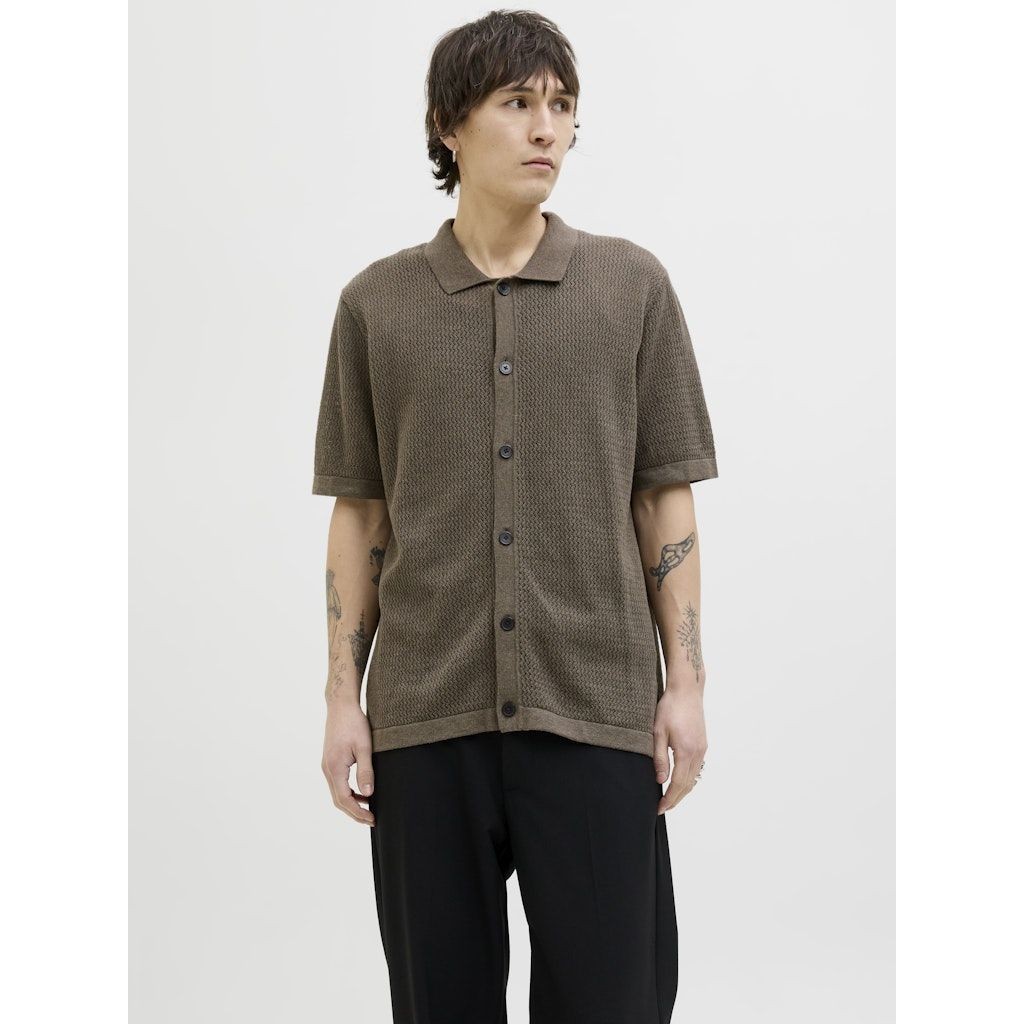 JACK & JONES Polo marškiniai trumpos rank. vyrams, Ruda, Blaarto knit polo 2