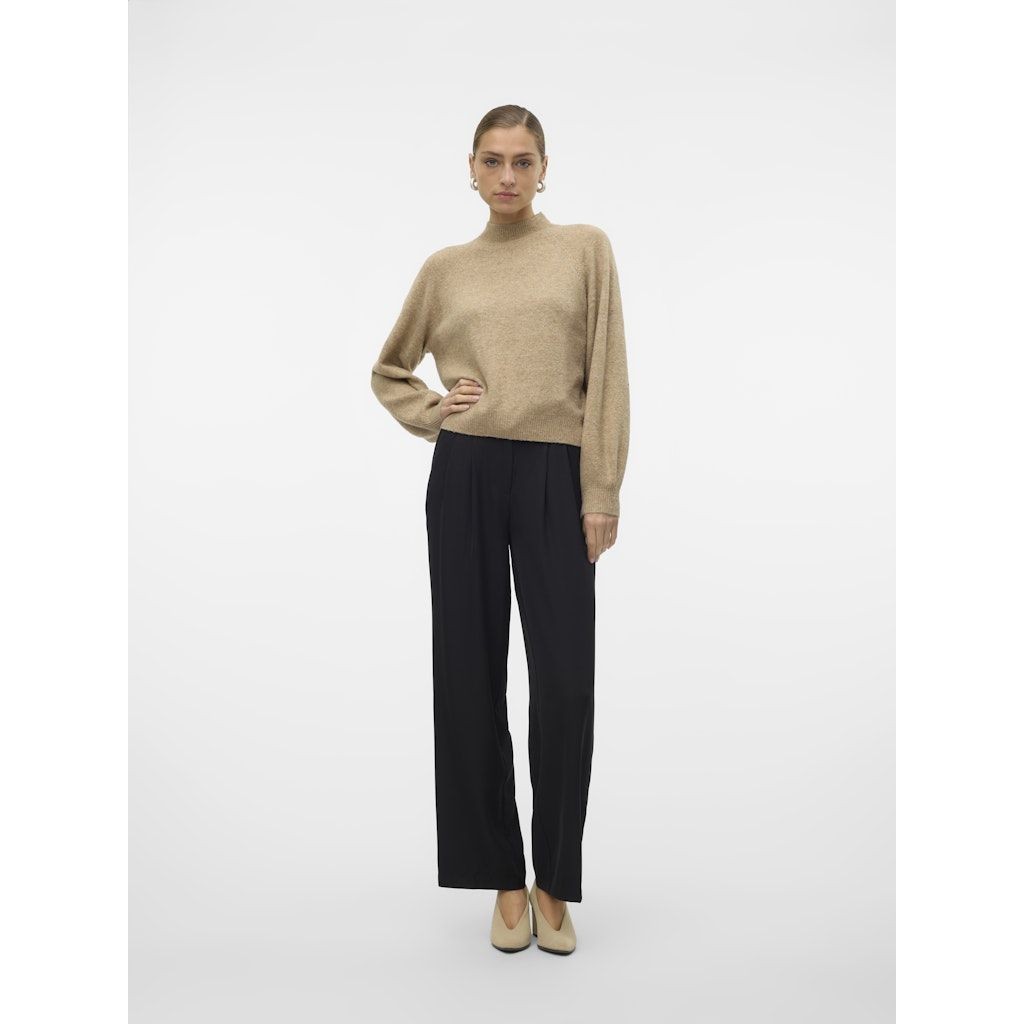 VERO MODA Megztinis su kaklu moterims, Smėlio, Leaf high neck pullover 4