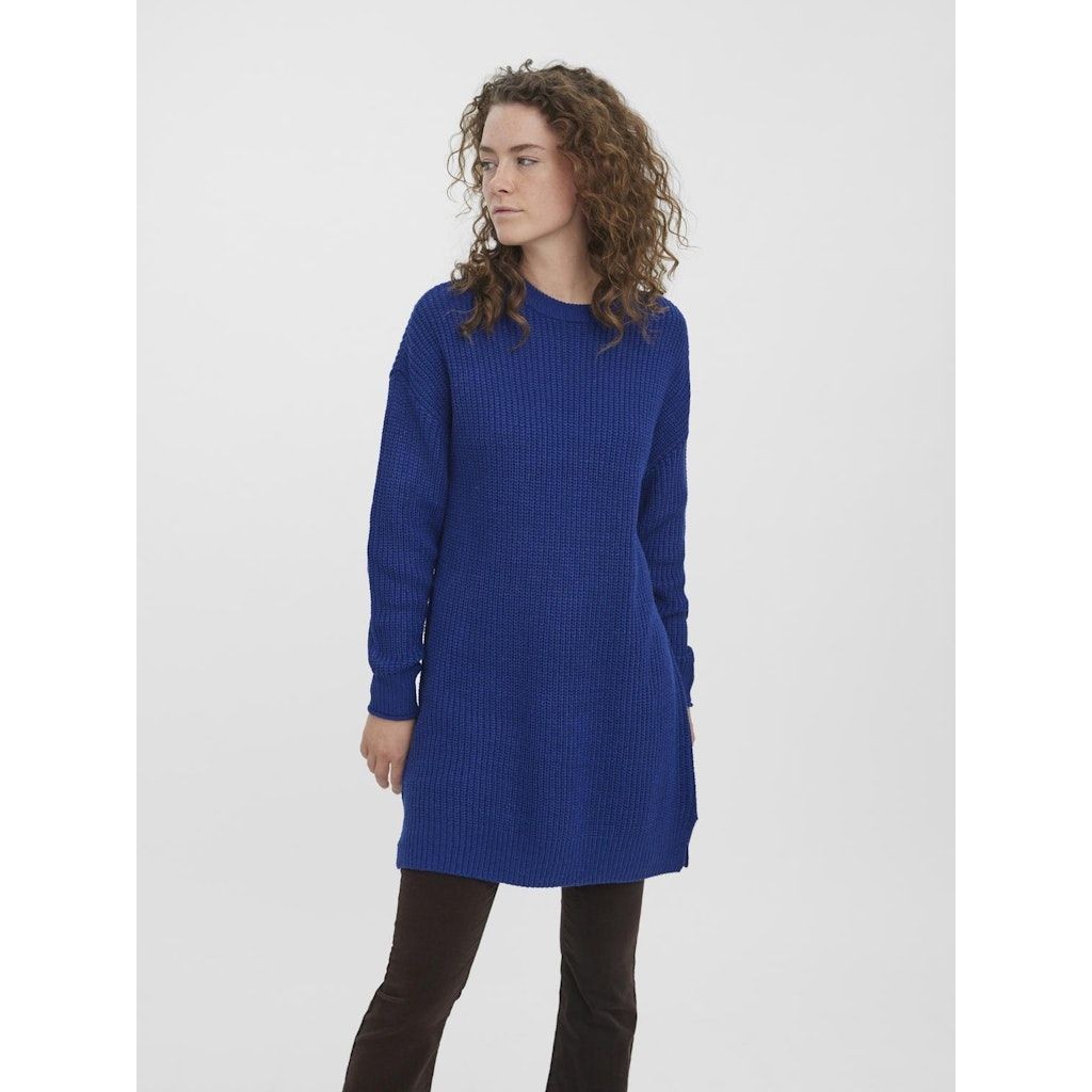 VERO MODA Mini suknelė moterims, Mėlyna, VMLEA LS O-NECK SHORT 4